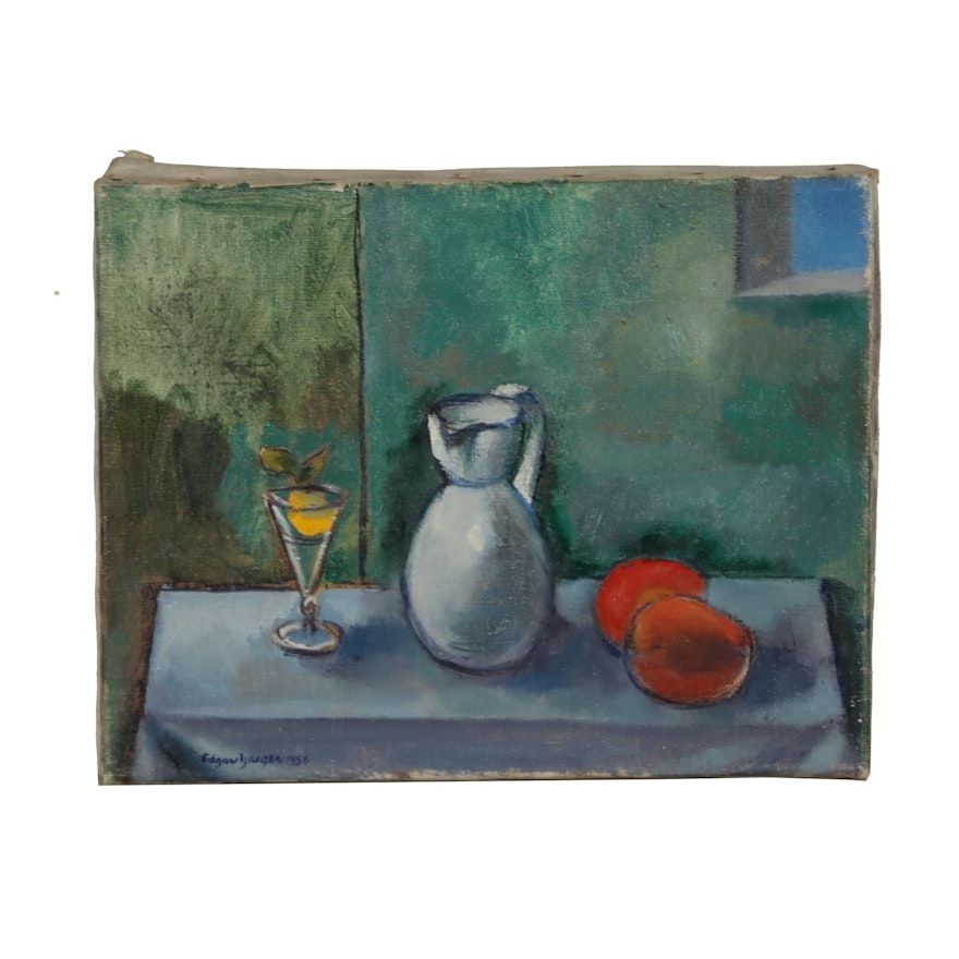 Edgar Yaeger 1956 Still Life Oil Painting