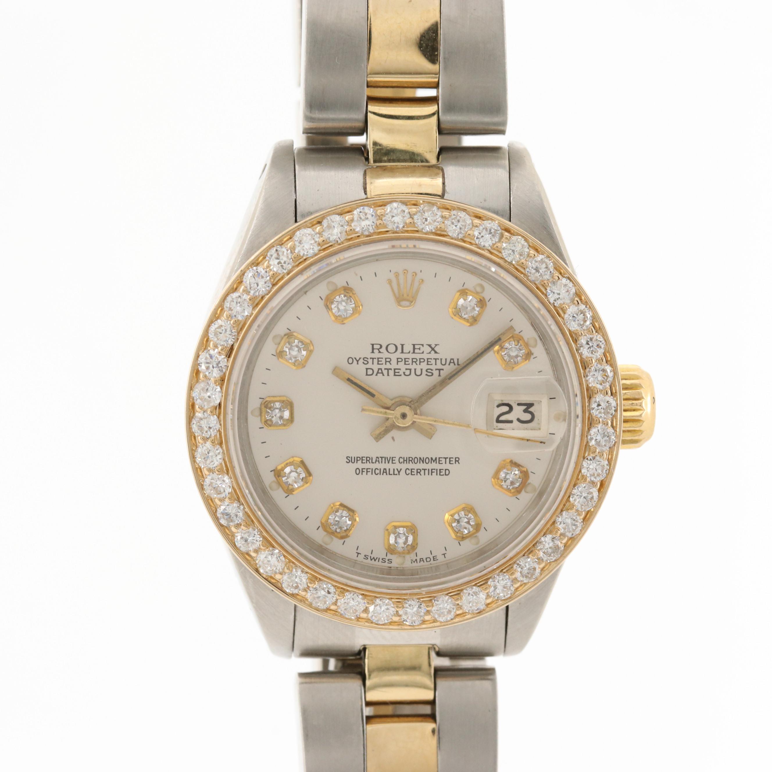 Rolex Datejust 18K Gold Two Tone Watch With 1.15 CTW Diamonds