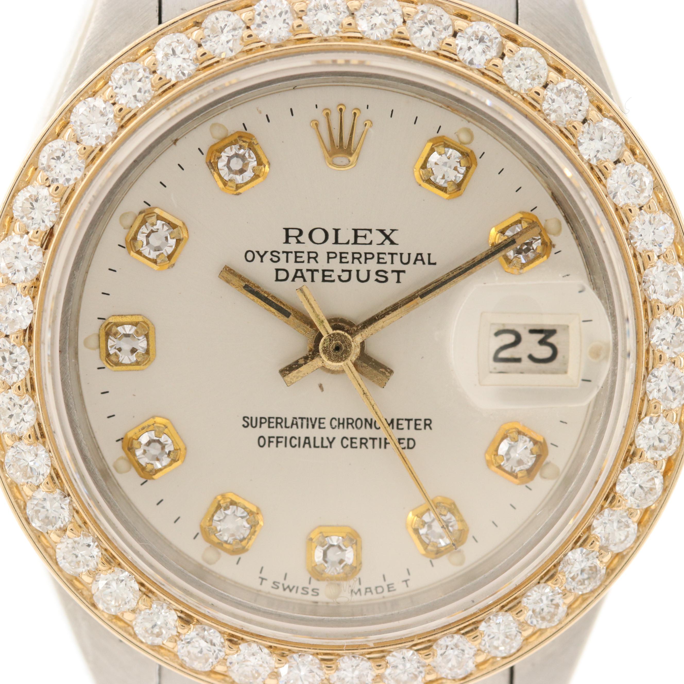 Rolex Datejust 18K Gold Two Tone Watch With 1.15 CTW Diamonds