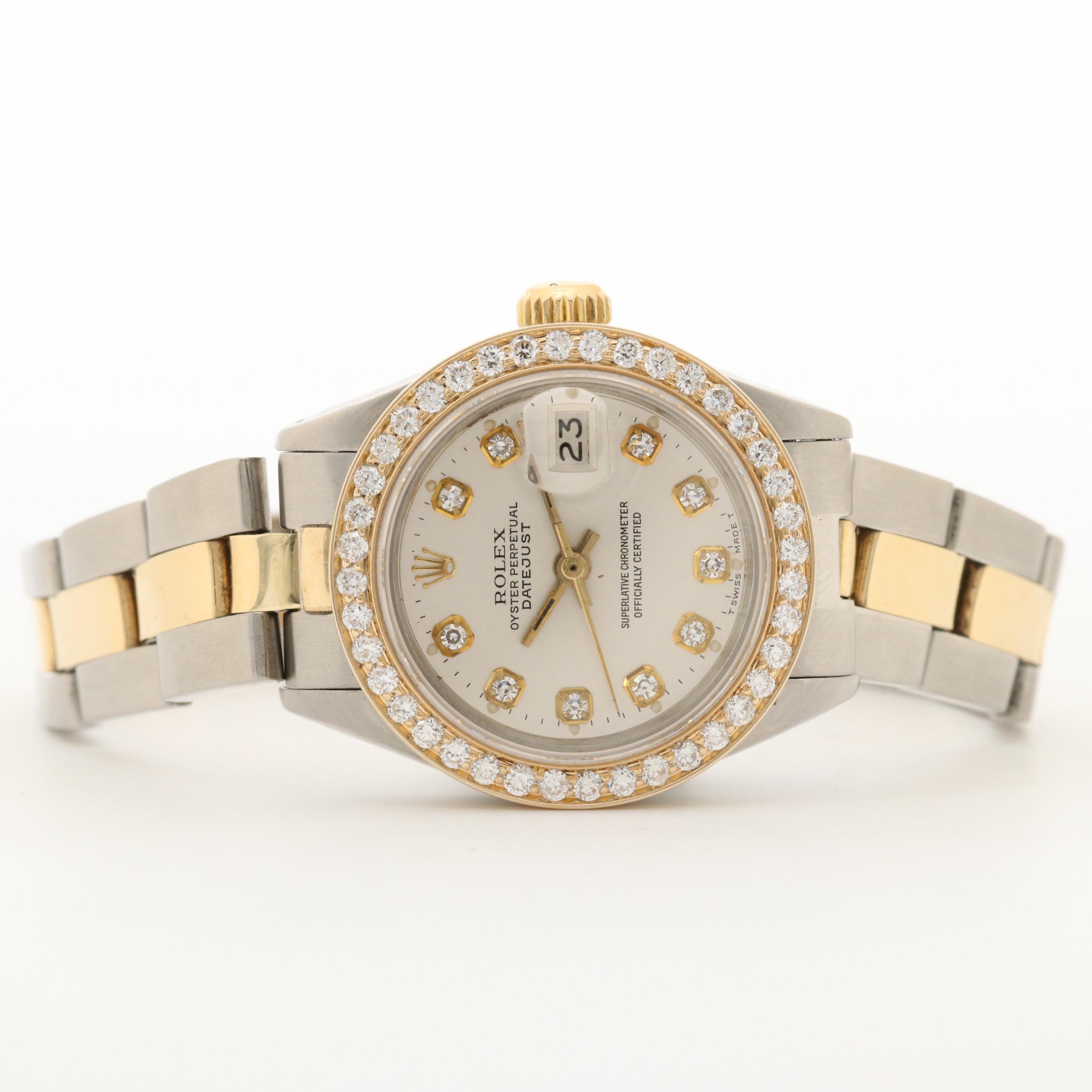 Rolex Datejust 18K Gold Two Tone Watch With 1.15 CTW Diamonds