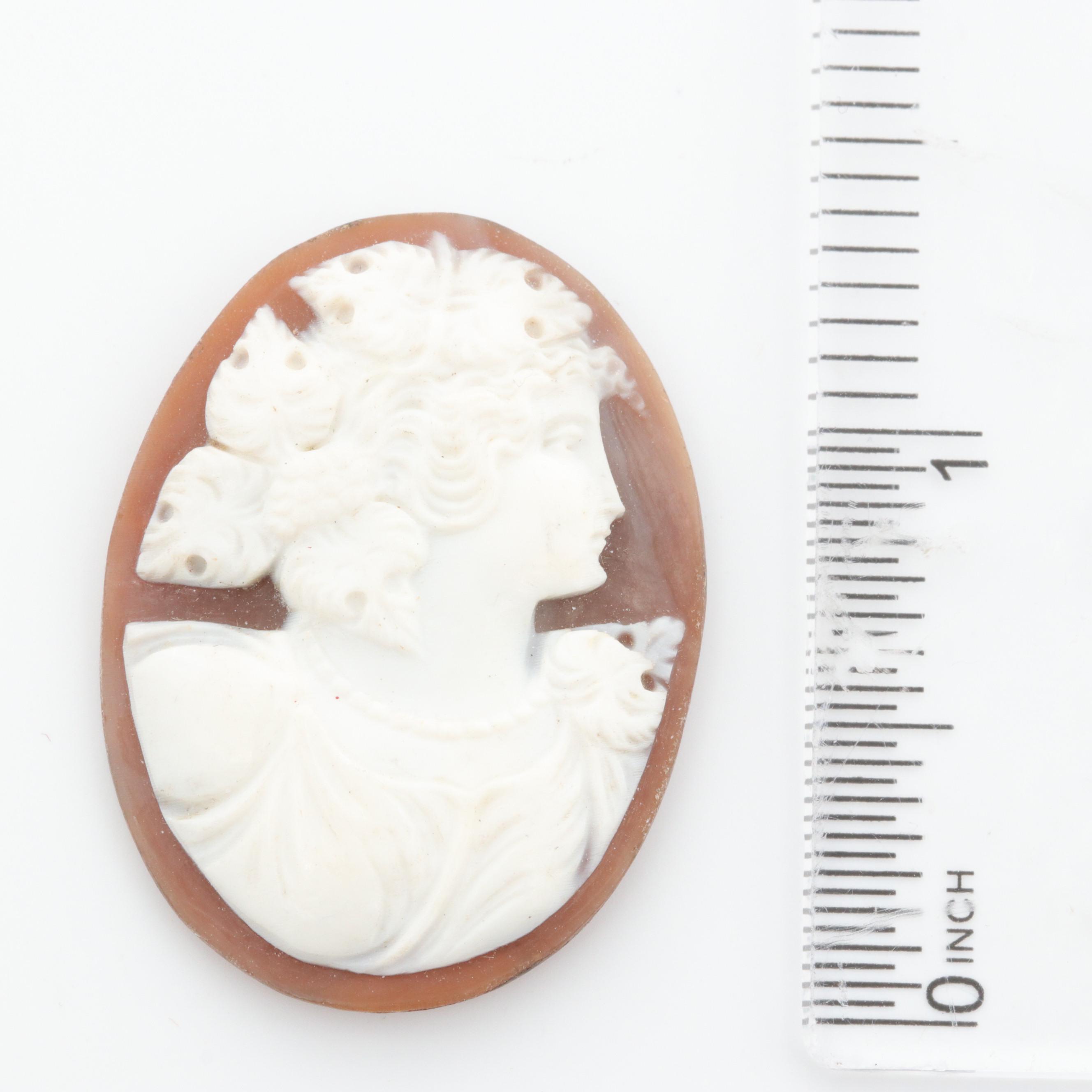 Loose Helmet and Conch Shell Cameos Featuring Male Figures