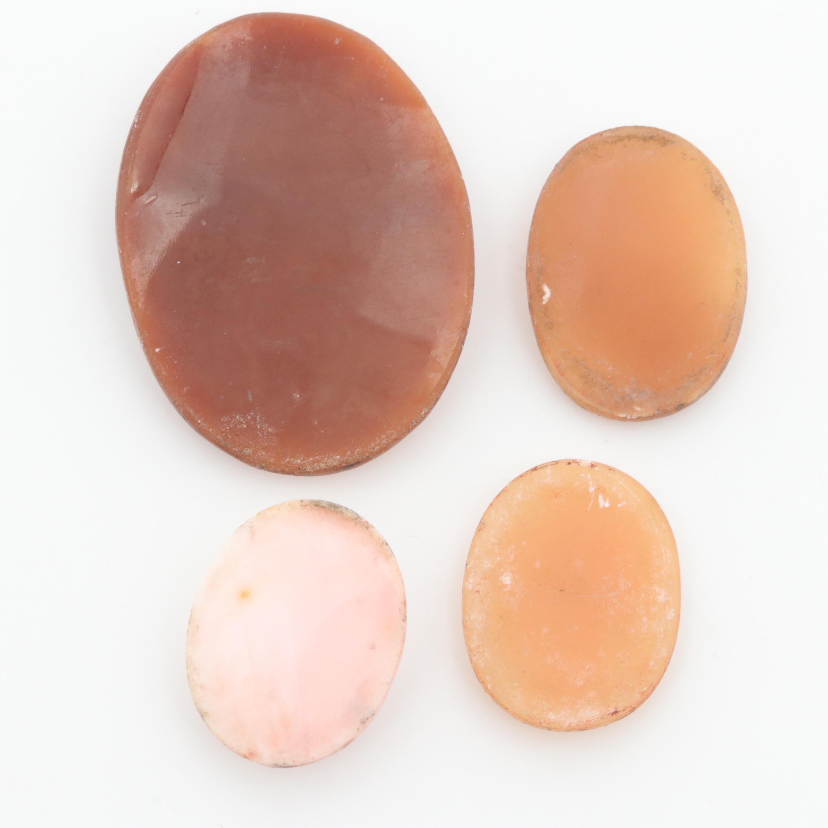 Loose Helmet and Conch Shell Cameos Featuring Male Figures