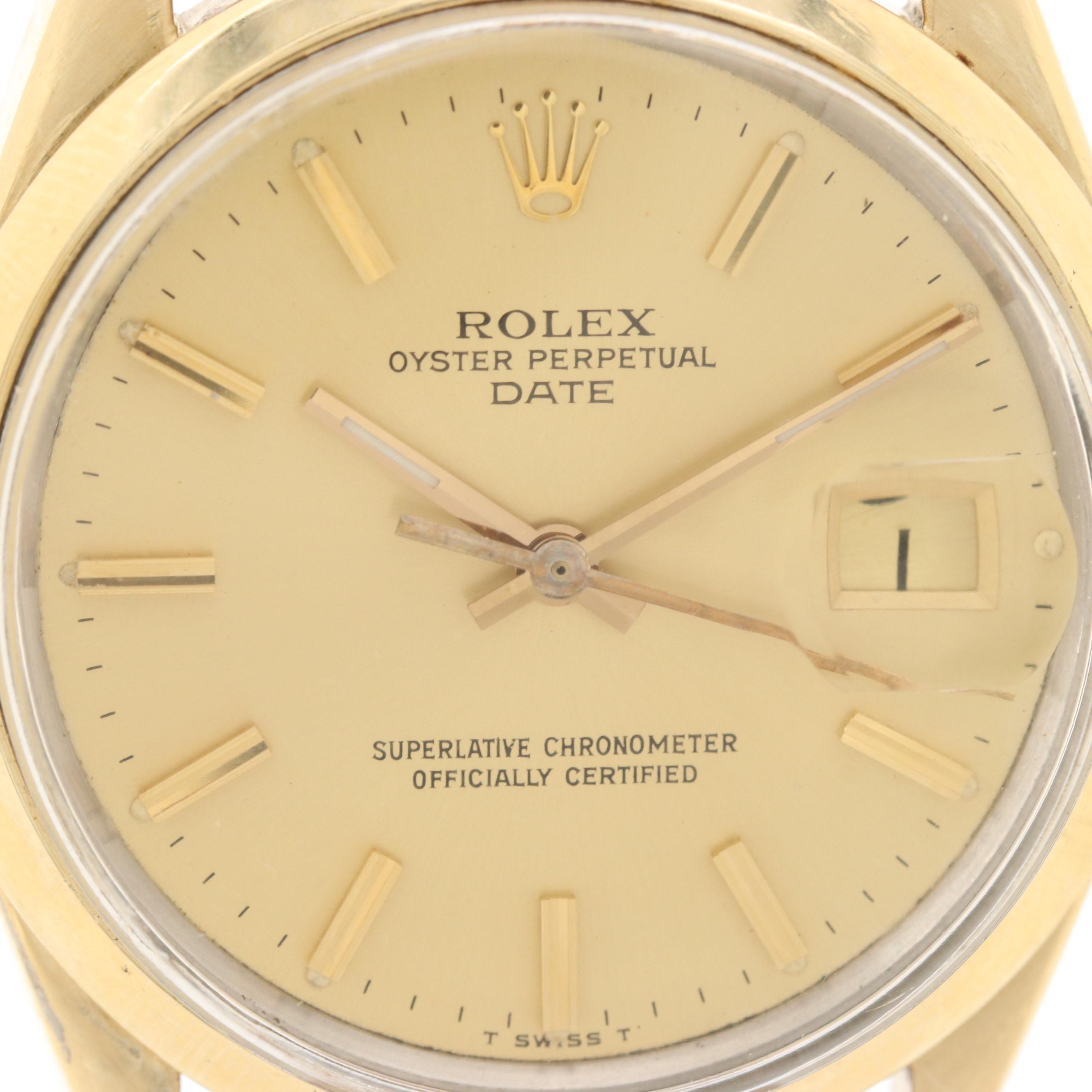 Rolex Oyster Perpetual Date Gold Shell Watch