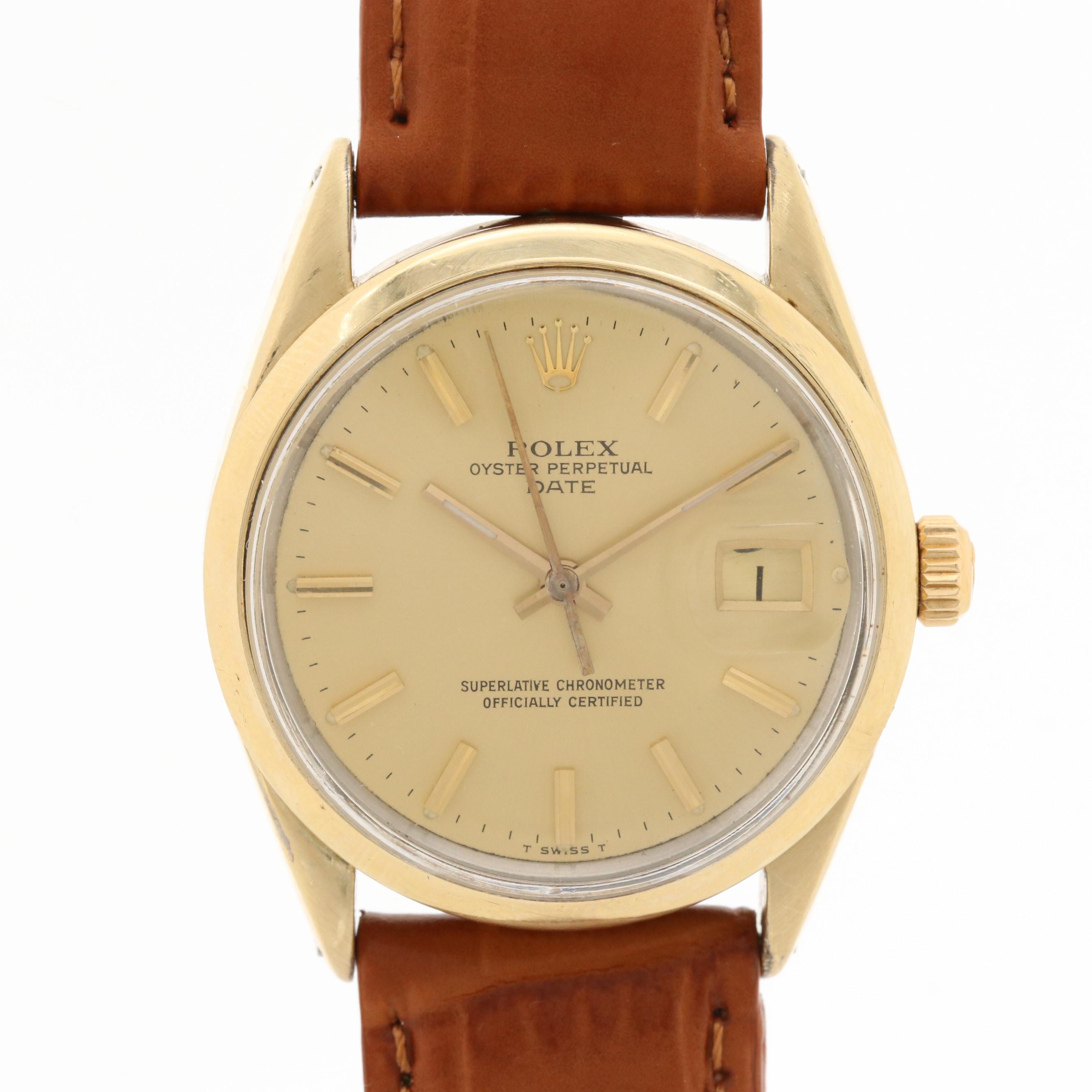Rolex Oyster Perpetual Date Gold Shell Watch
