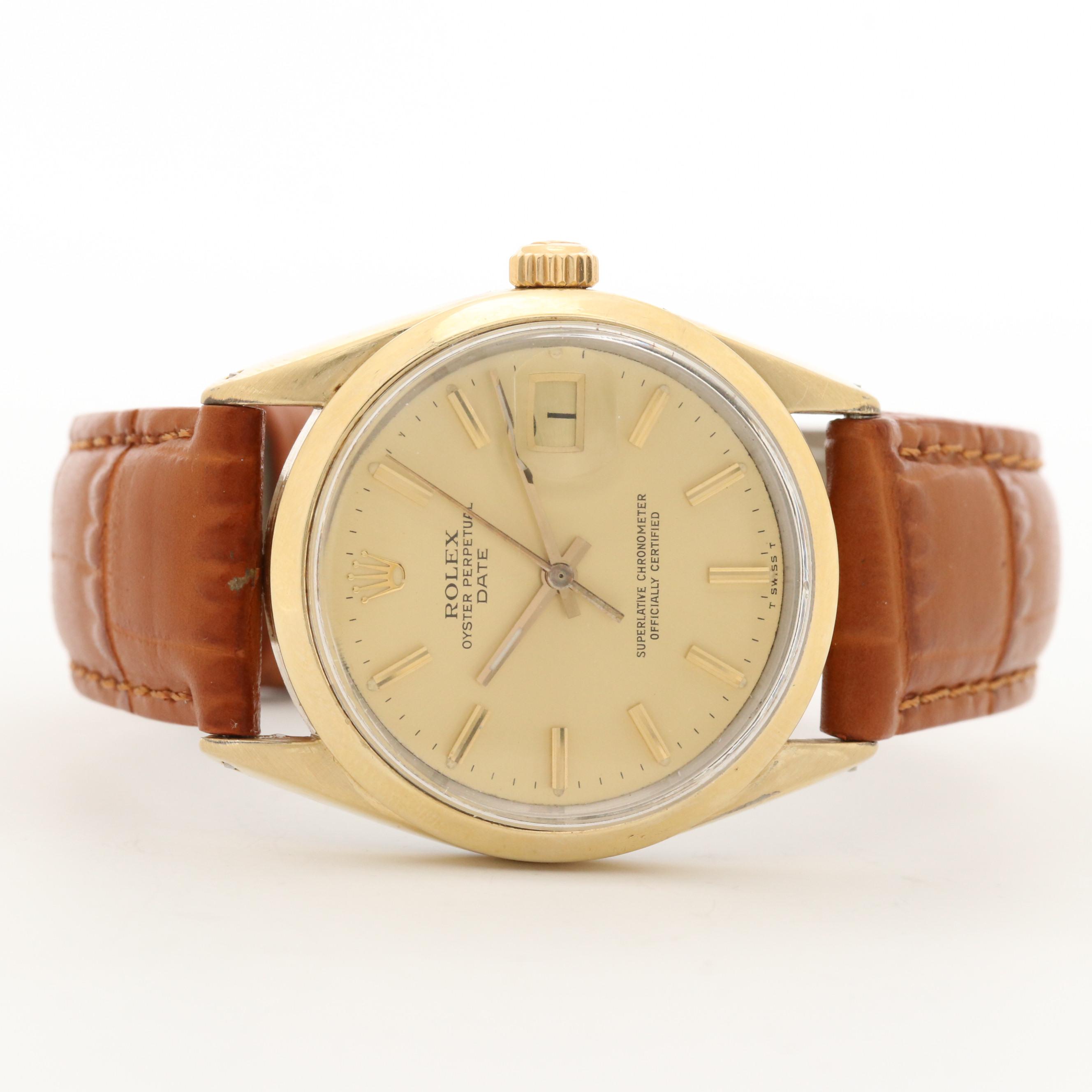 Rolex Oyster Perpetual Date Gold Shell Watch