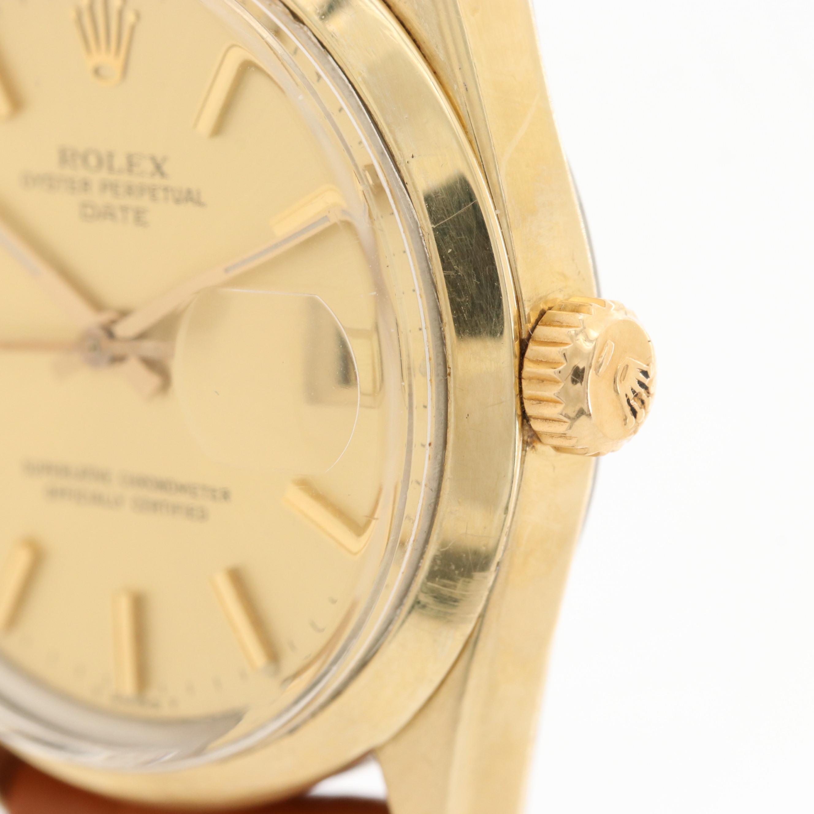 Rolex Oyster Perpetual Date Gold Shell Watch