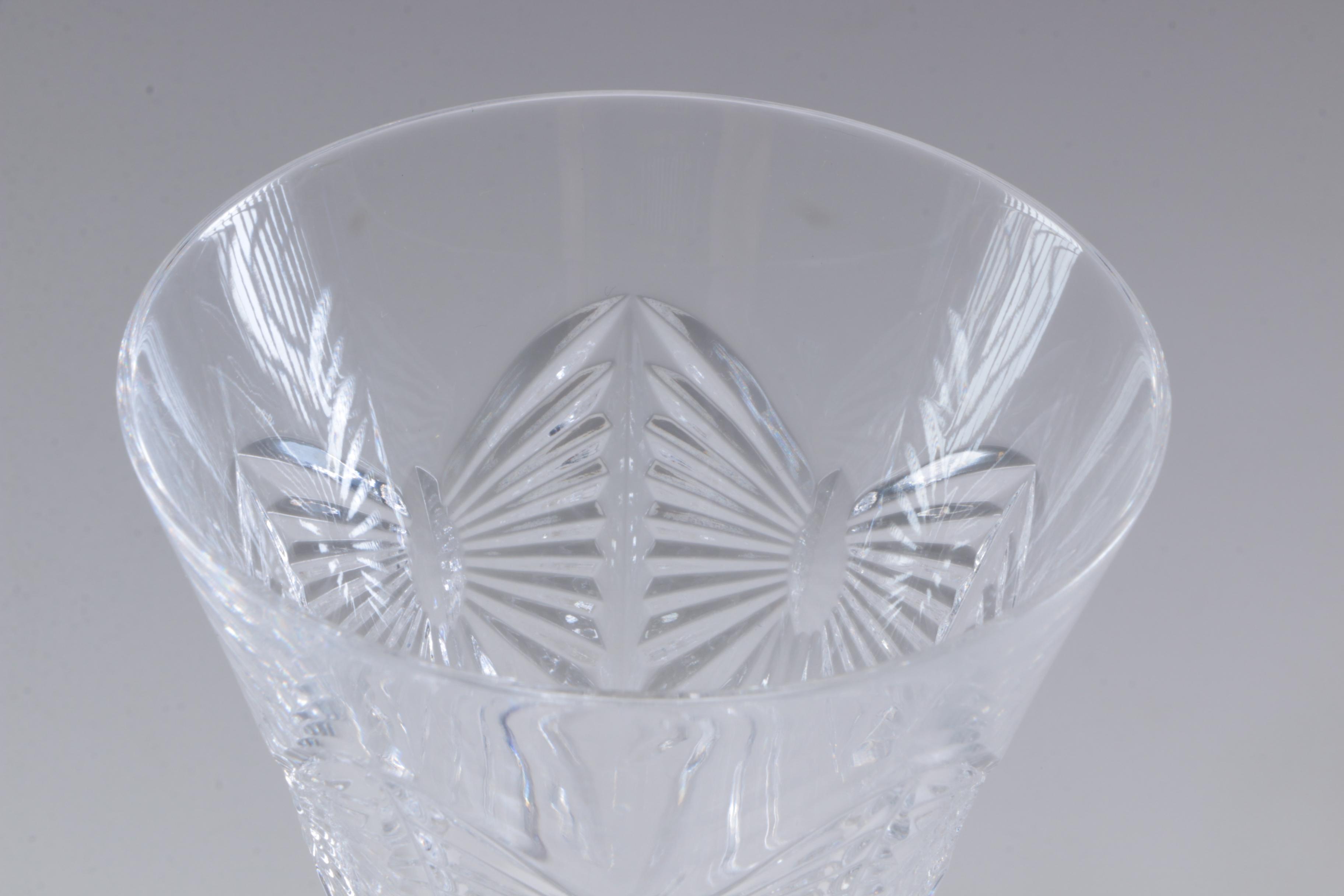 Waterford Crystal "Millennium Series" Fluted Champagne Glasses and Bear Figurine