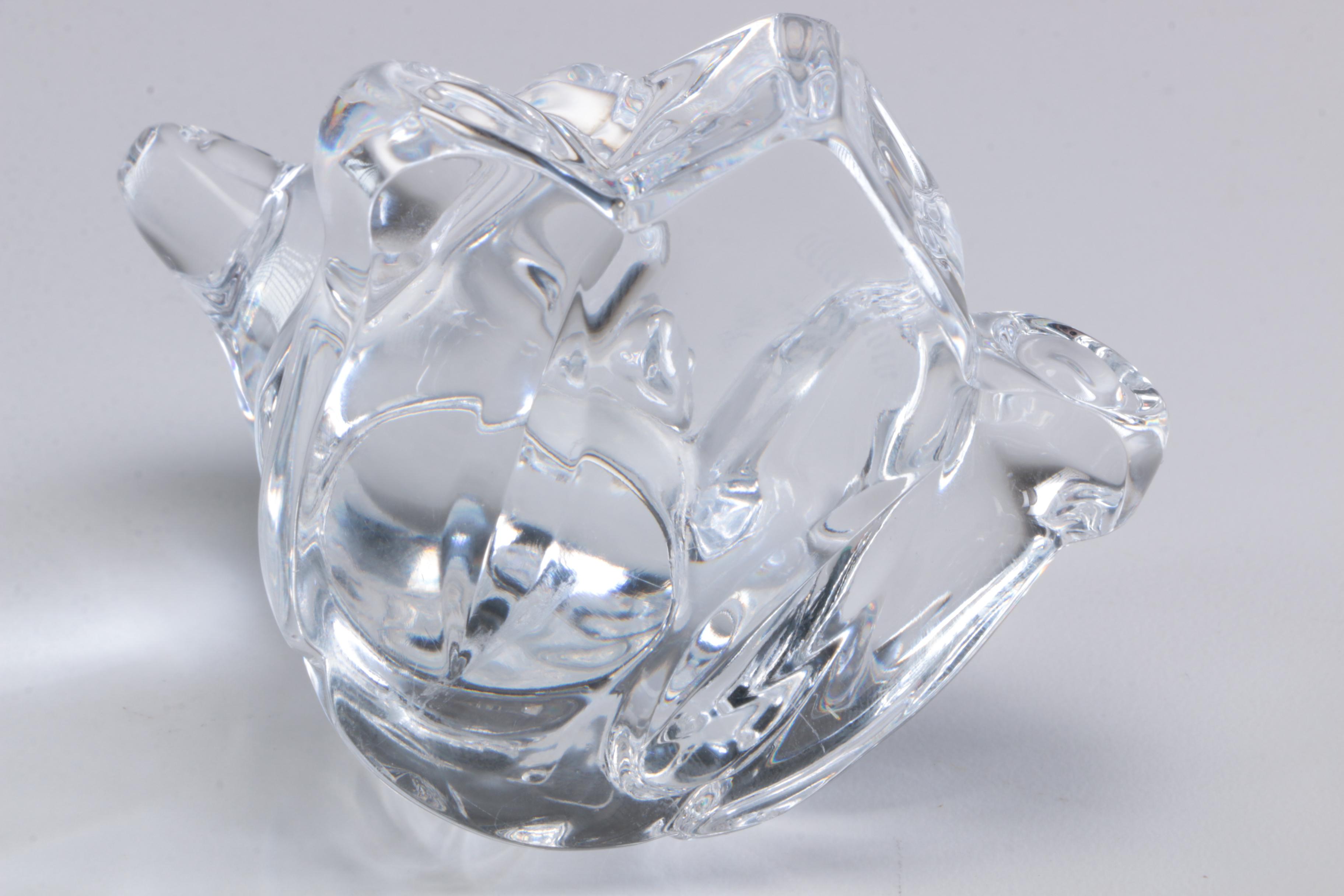 Waterford Crystal "Millennium Series" Fluted Champagne Glasses and Bear Figurine