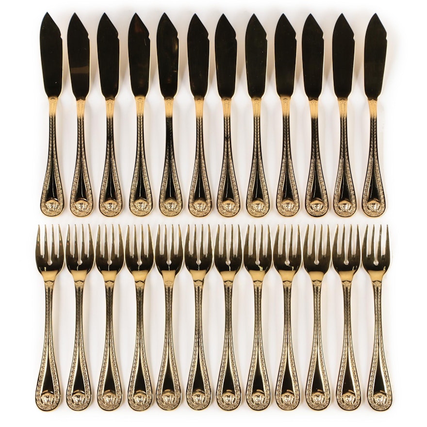 Versace for Rosenthal "Medusa" 24K Gold Plated Salad Forks and Knives