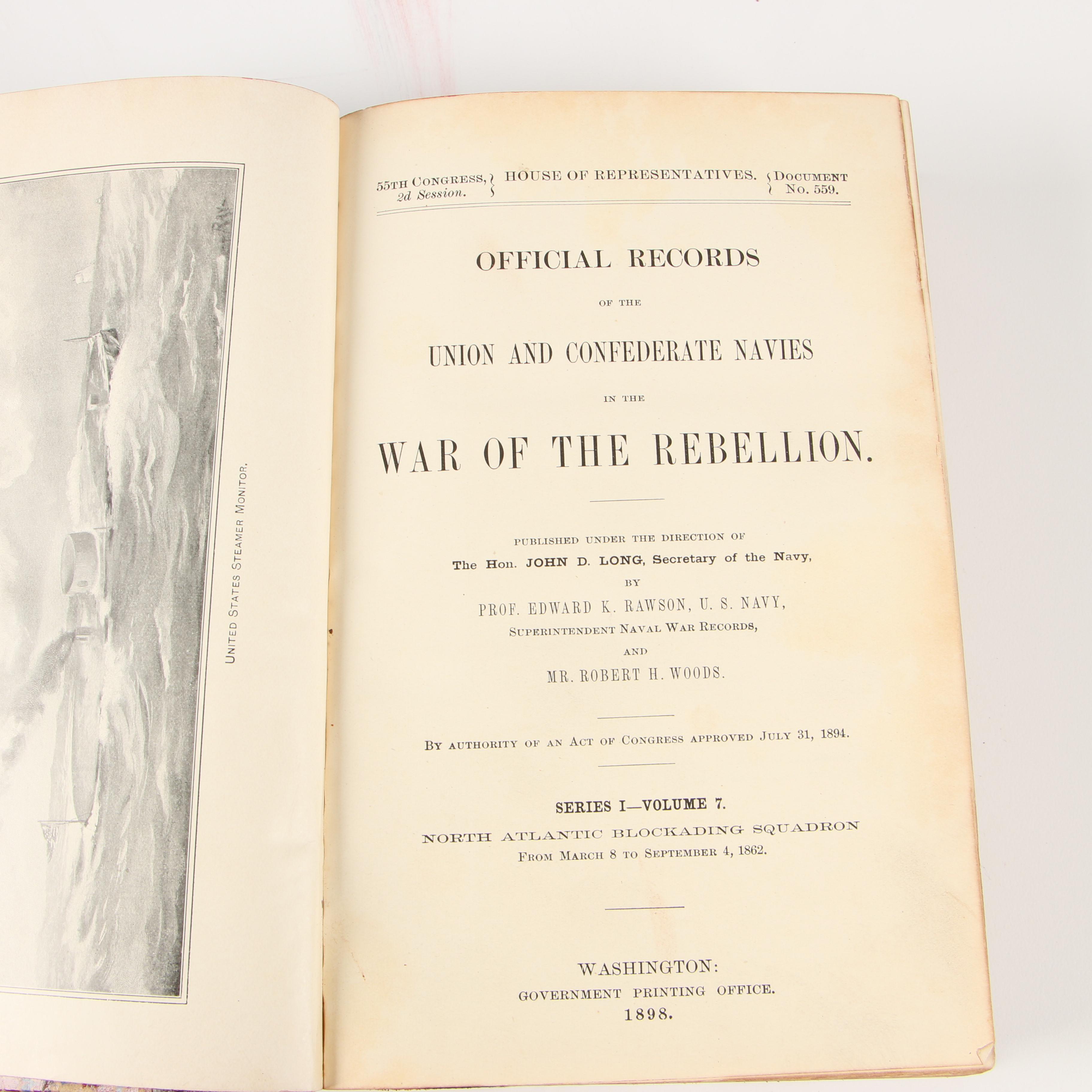 Antique Leather Bound Books on United States History