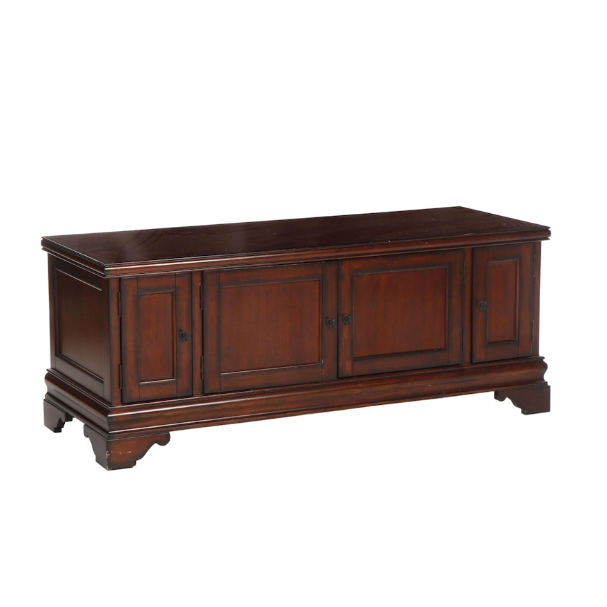 Colonial Style Mahogany Finished Media Credenza, Late 20th Century
