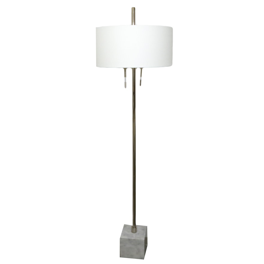 Contemporary Chrome Floor Lamp with Marble Base