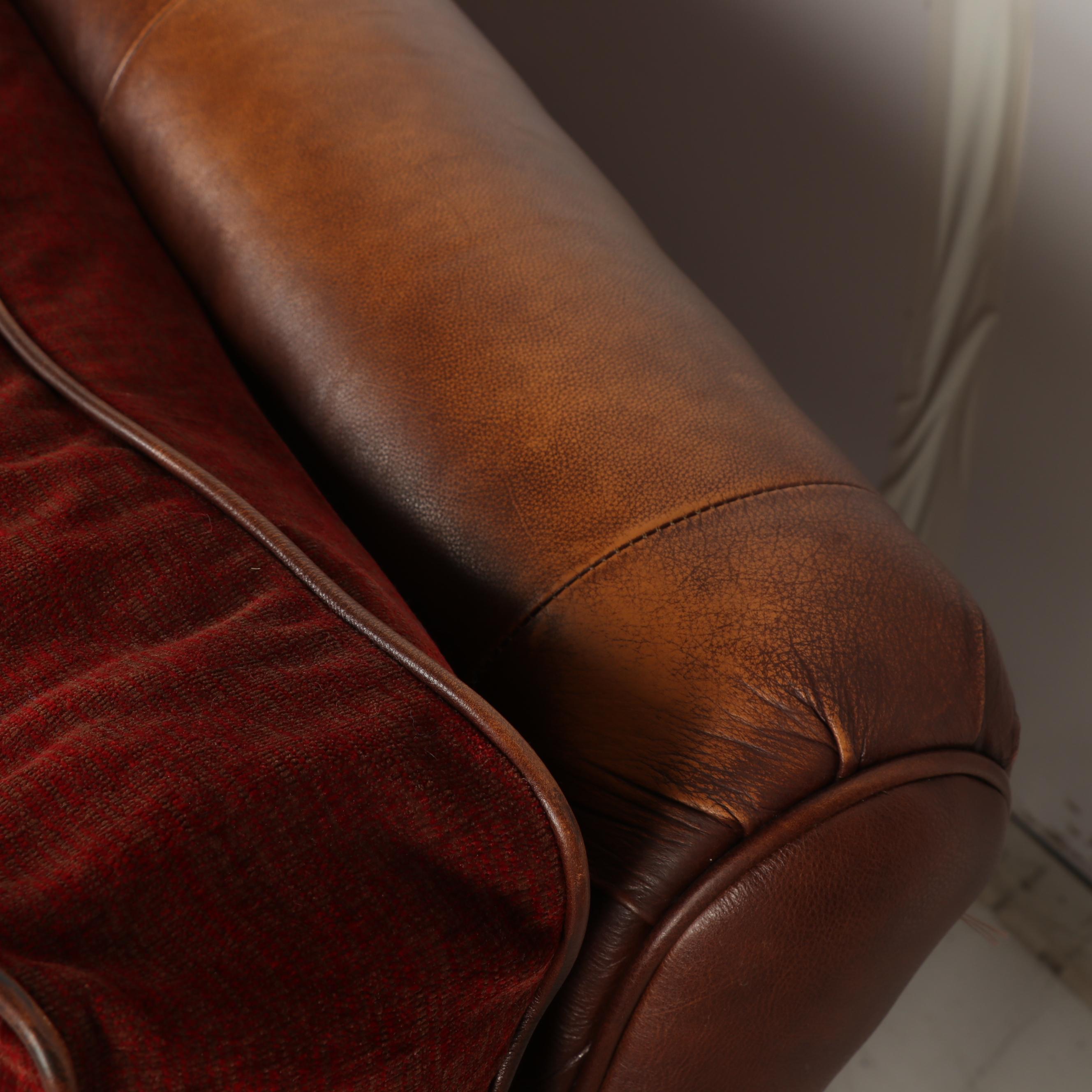 Contemporary Mayo Furniture Fabric and Leather Upholstered Sofa