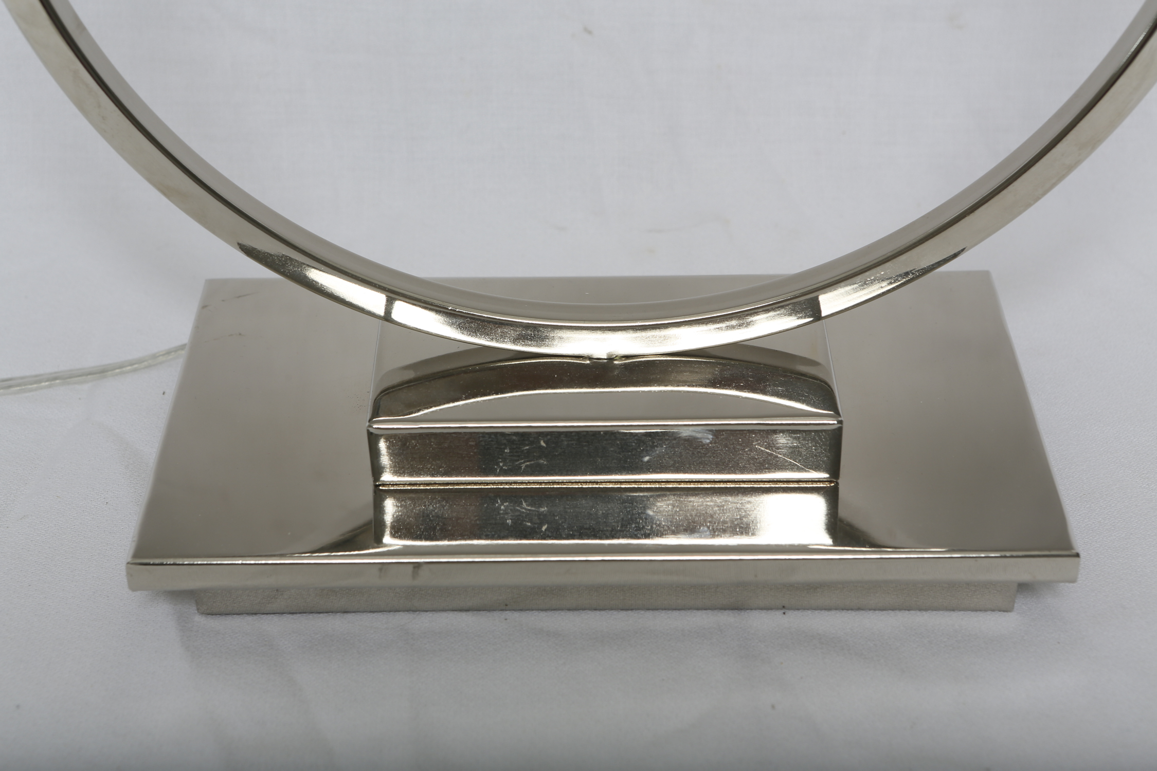 Modern Chrome Table Lamp with White Box Shade