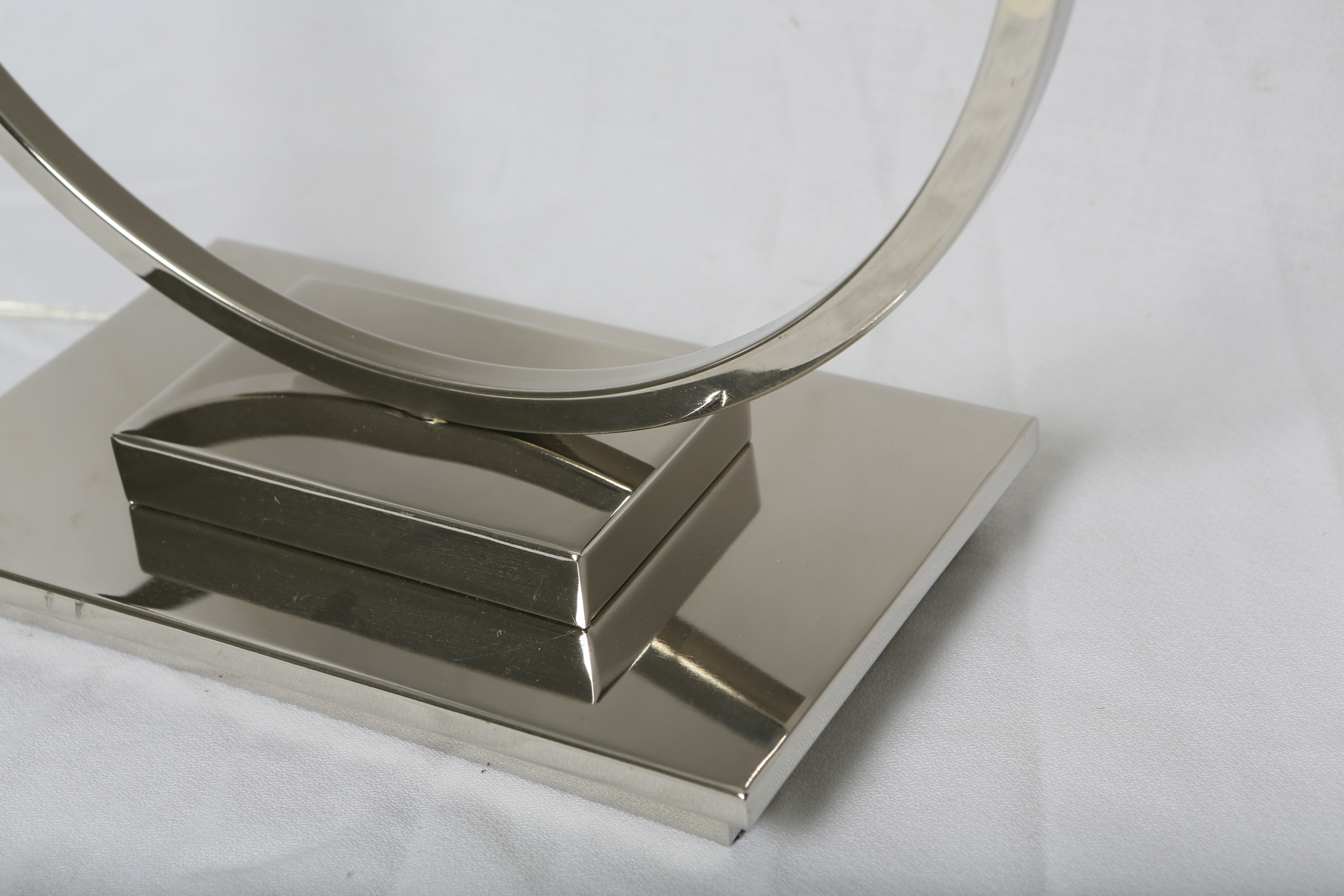 Modern Chrome Table Lamp with White Box Shade