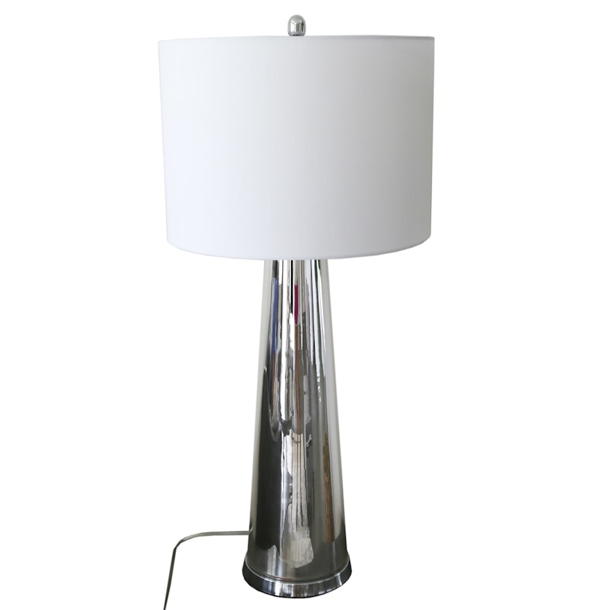 Contemporary Tapered Glass Table Lamp with Silver-Tone Finish