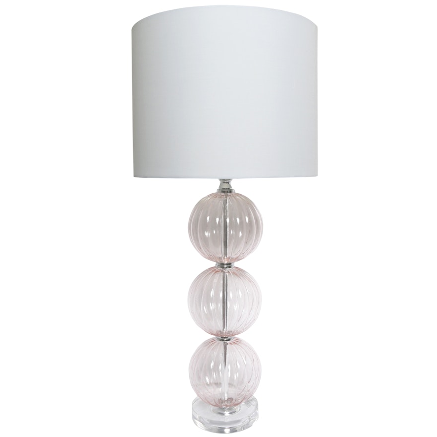 Translucent Pink Glass Stacked Orb Table Lamp