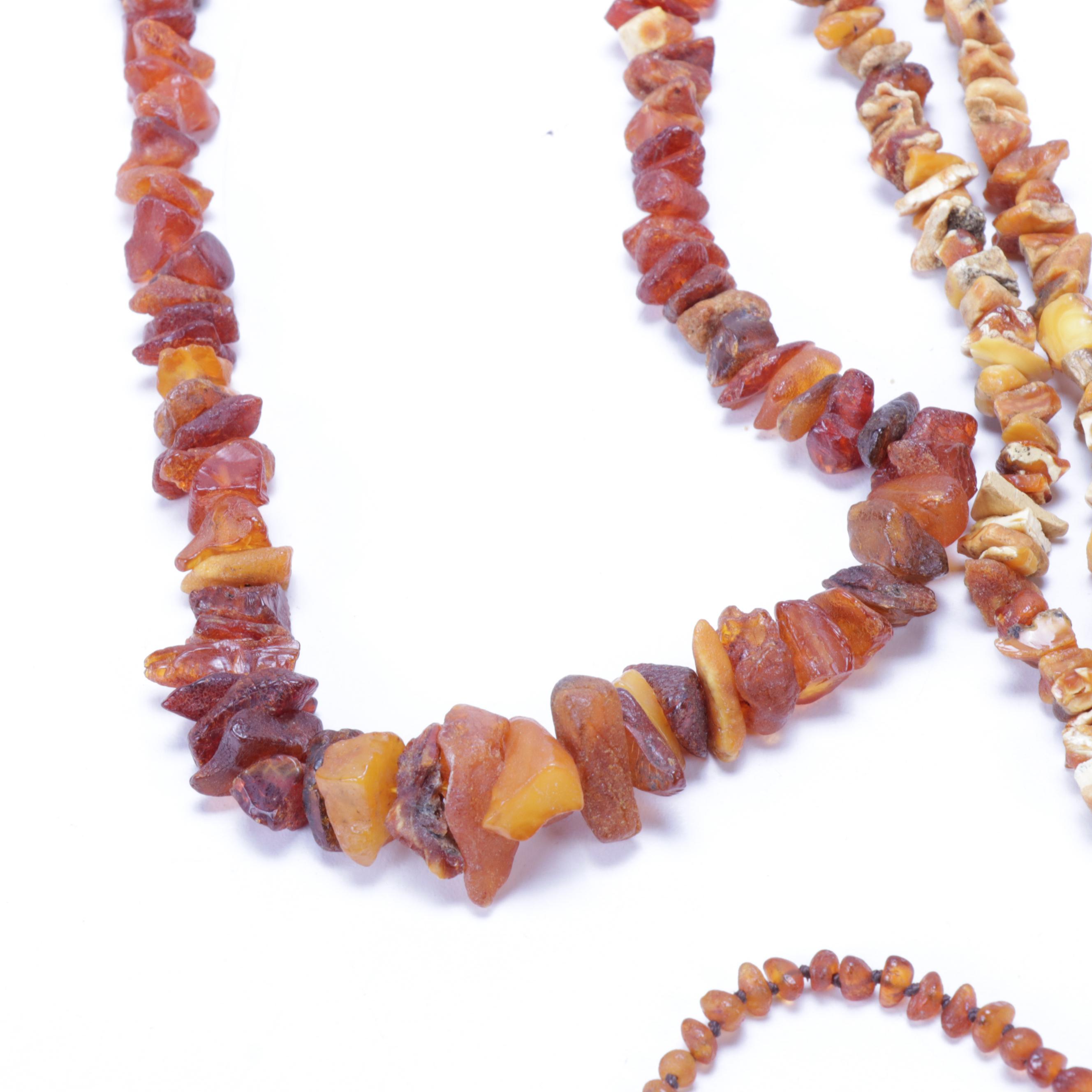 Amber Chip Beaded Necklaces