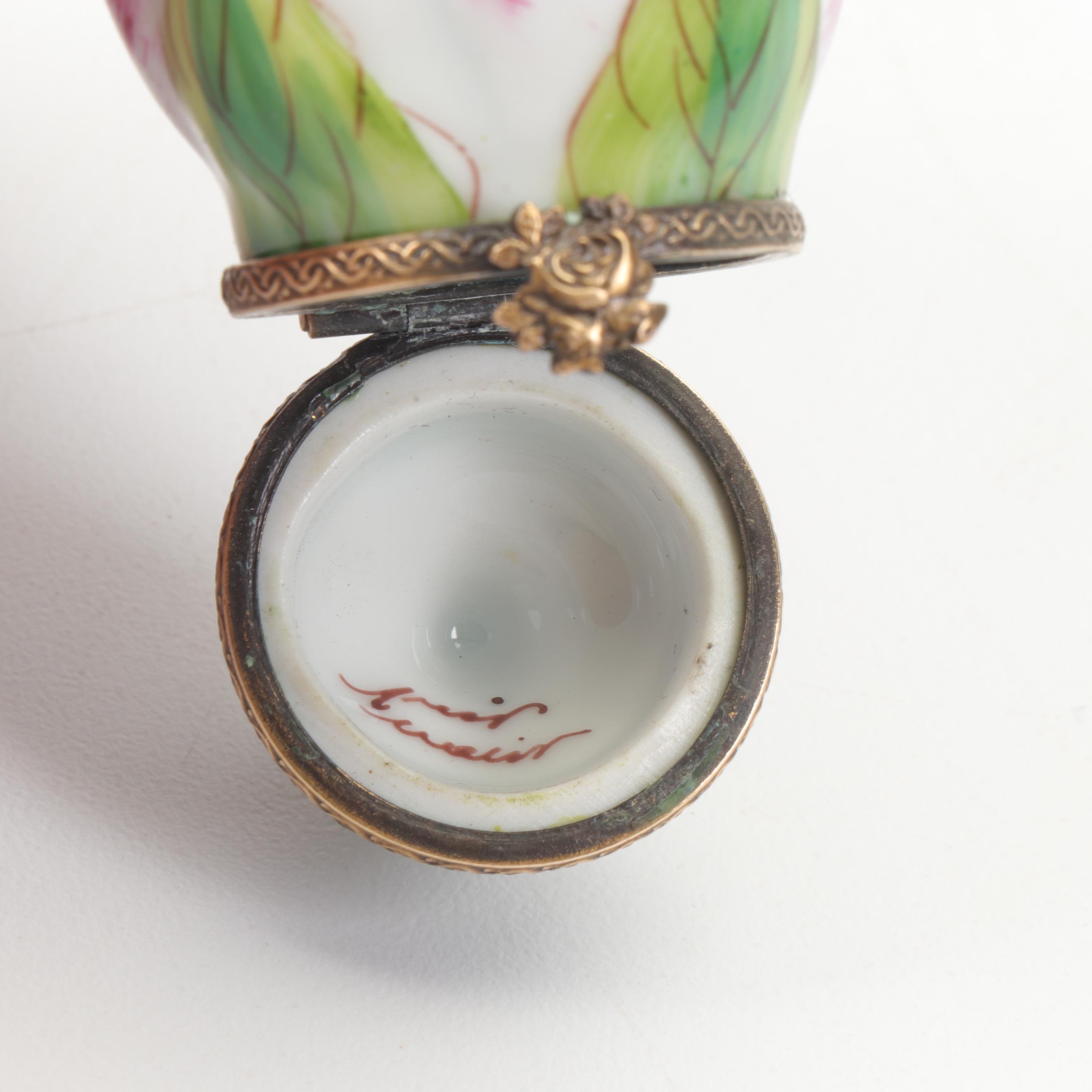 Hand-Painted Porcelain Tulip Trinket Box