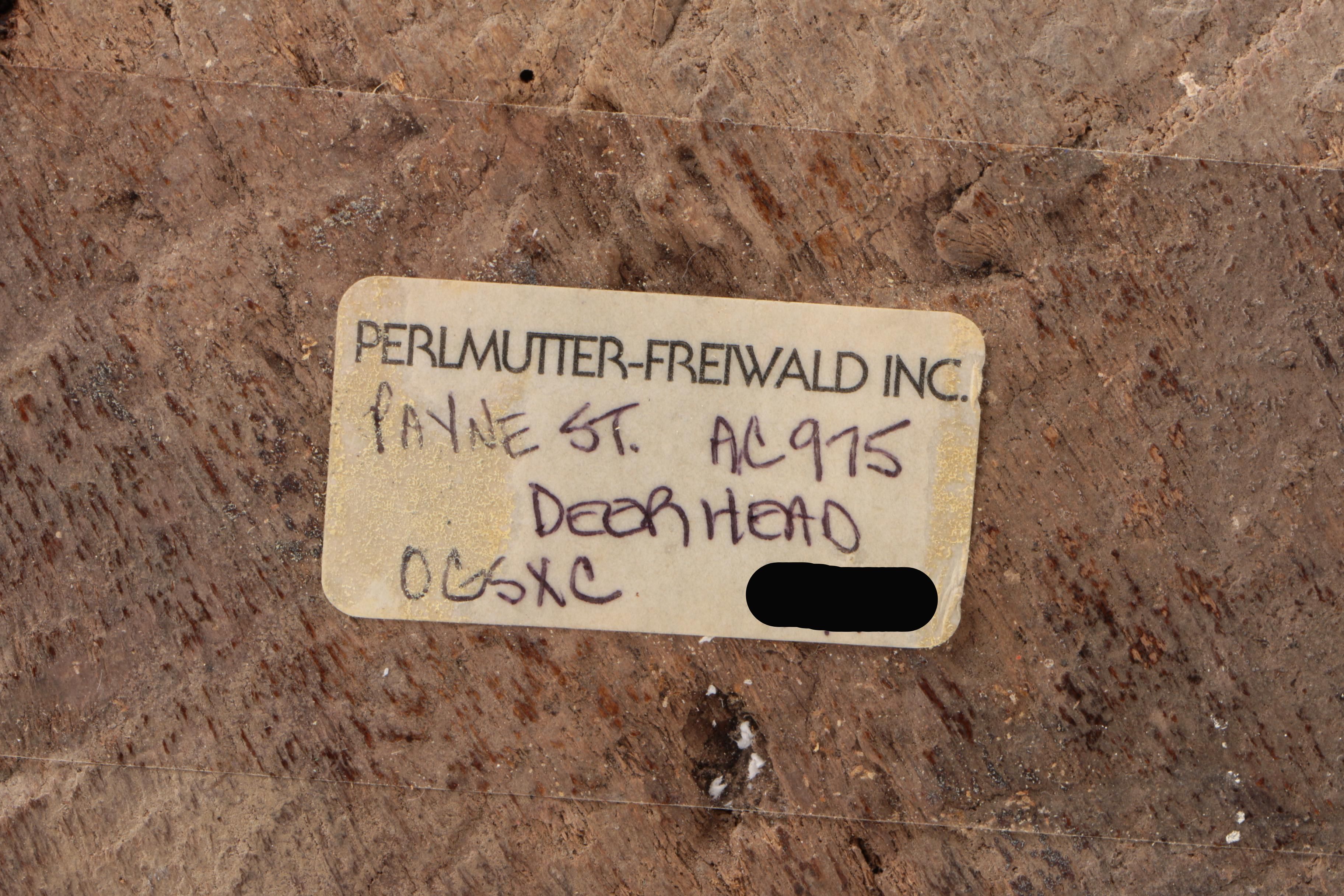 American Folk Art Carved Wood Deer Head with Applied Antlers