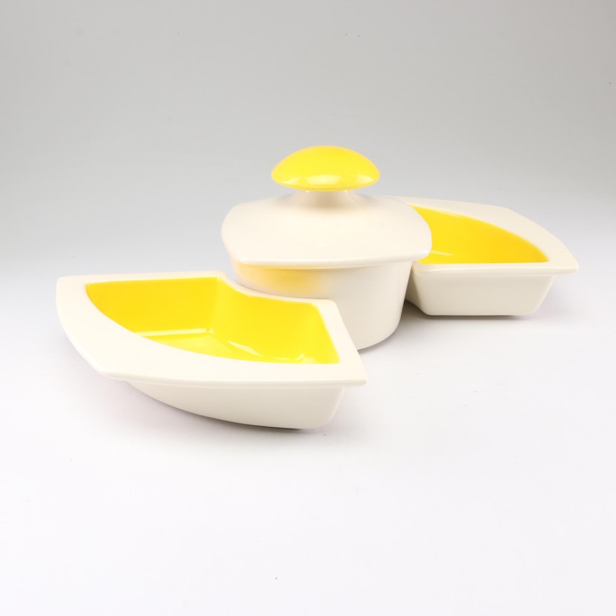 Haeger Ceramic Condiment Bowl and Trays, Mid to Late 20th Century