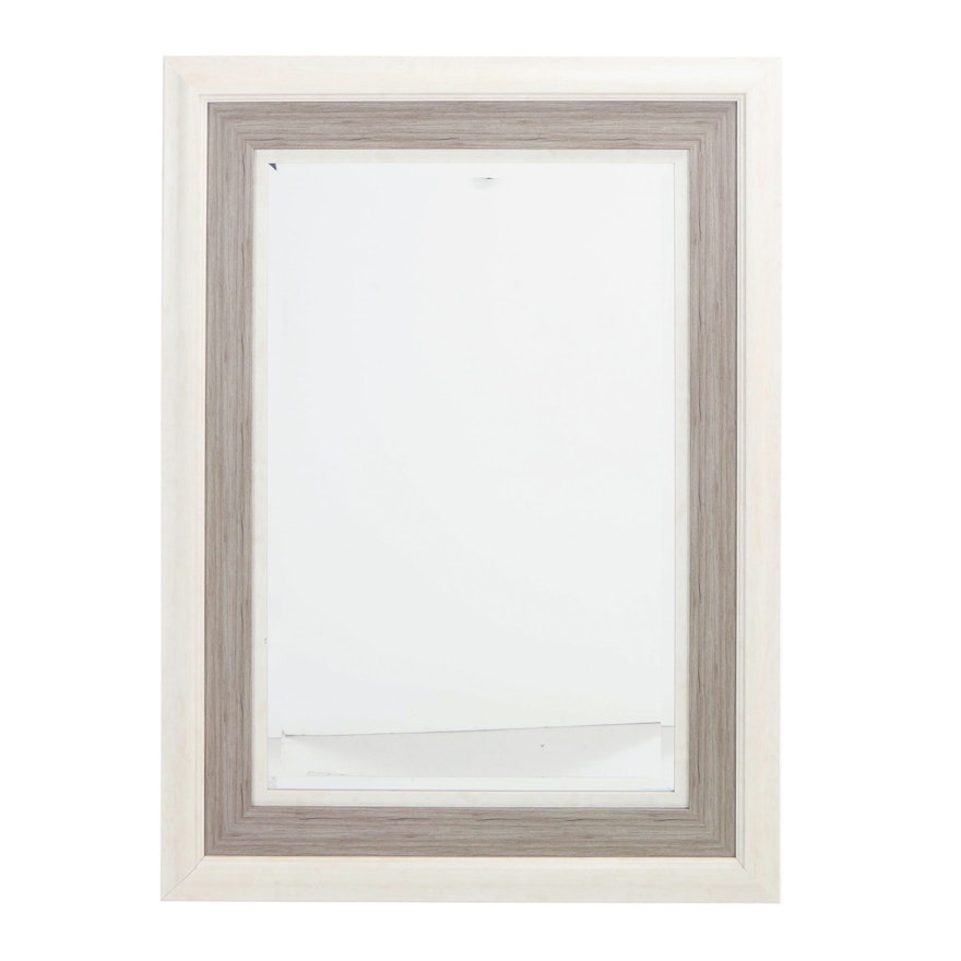 Contemporary Cream and Grey-Painted Overmantel Mirror