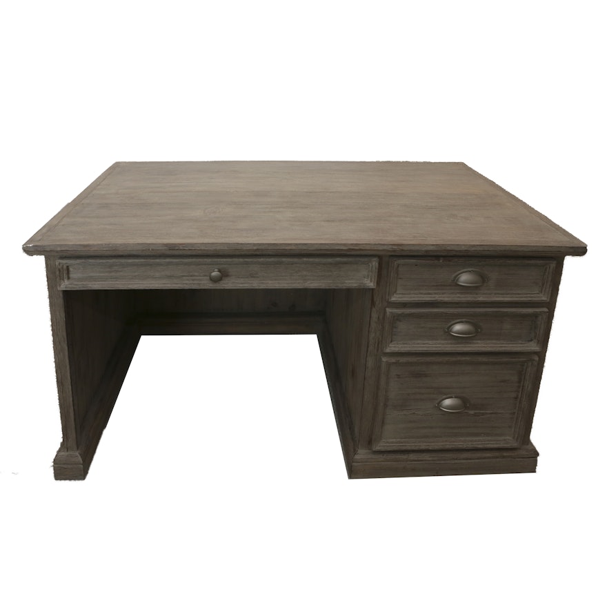 Contemporary Distressed Finish Wooden Desk