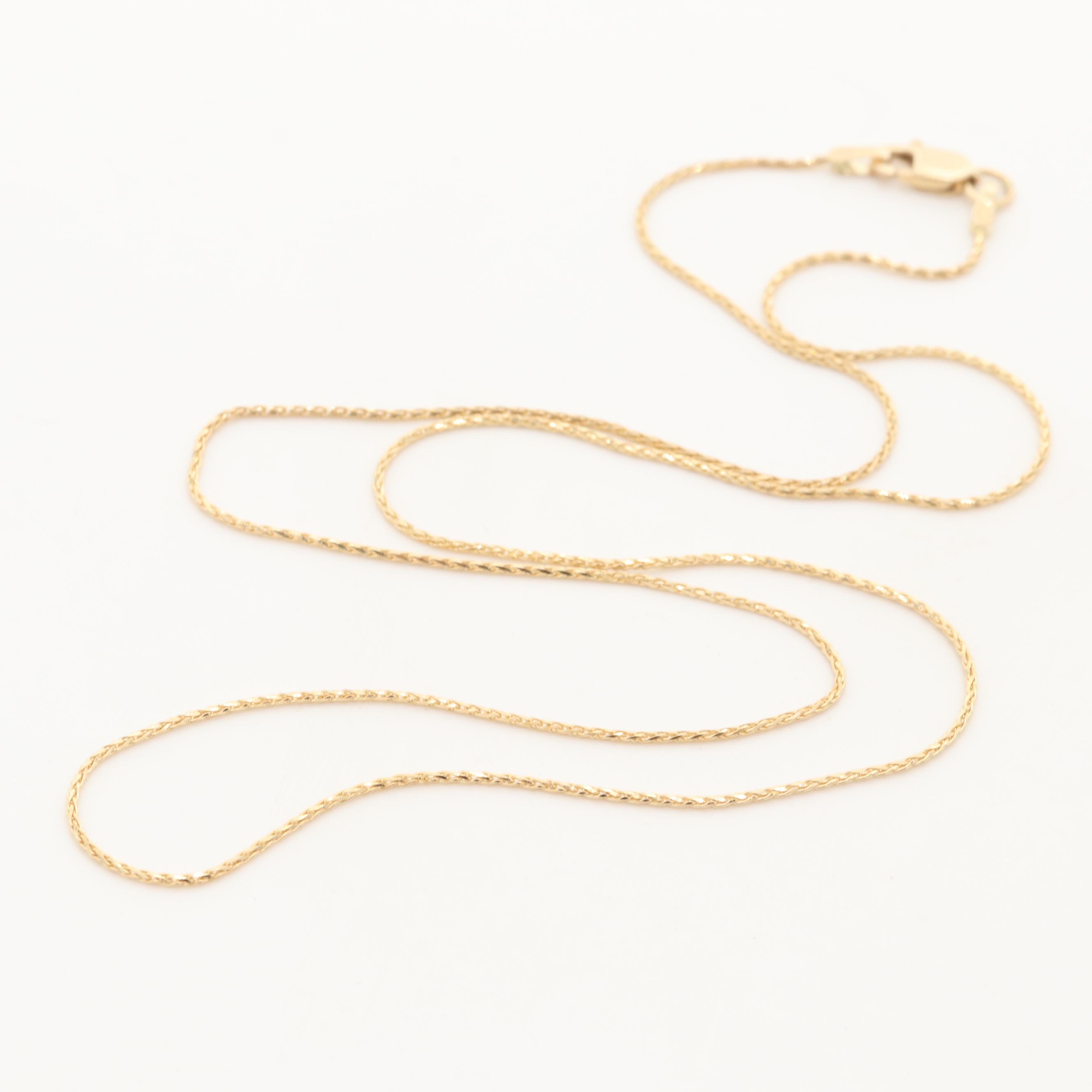 14K Yellow Gold Wheat Chain