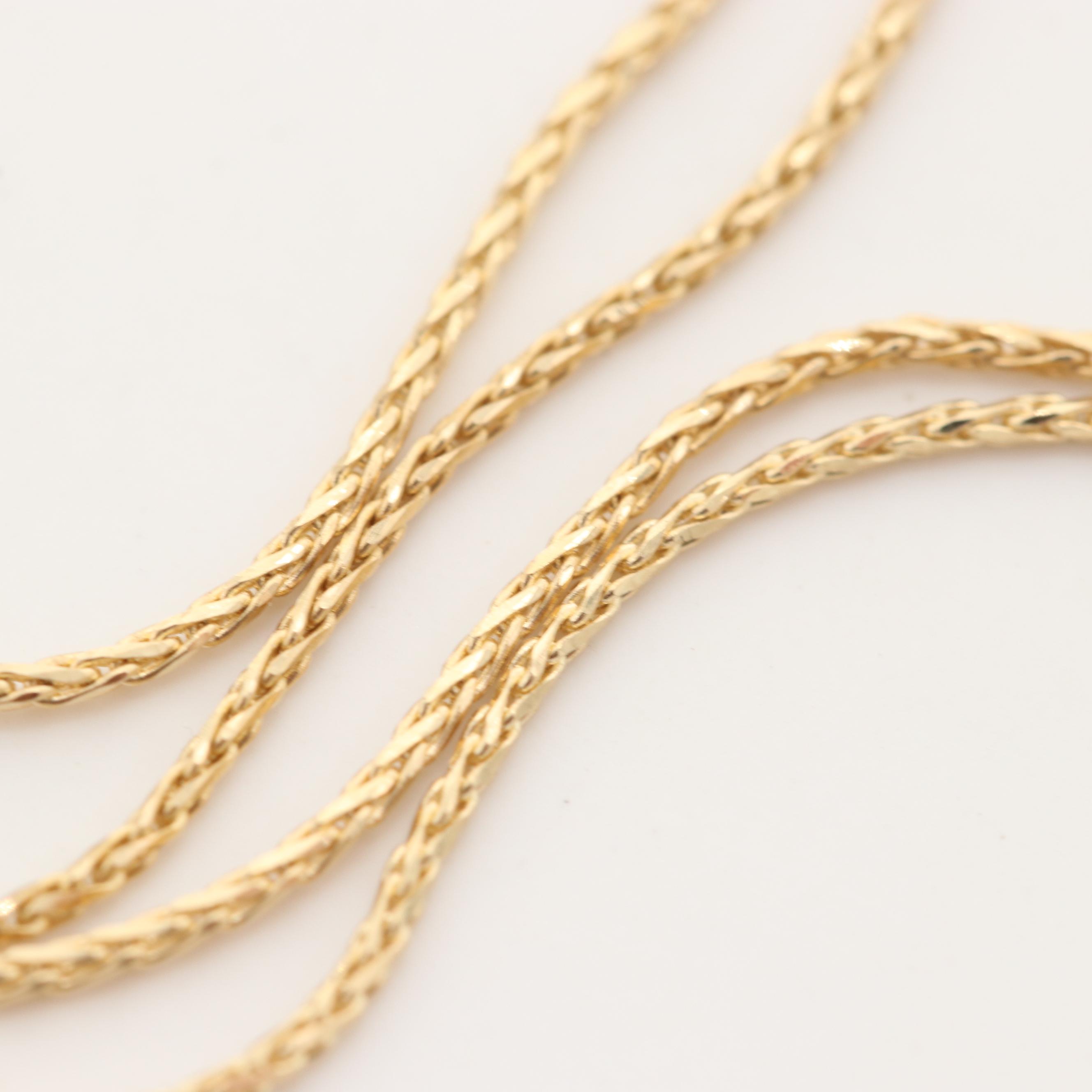 14K Yellow Gold Wheat Chain