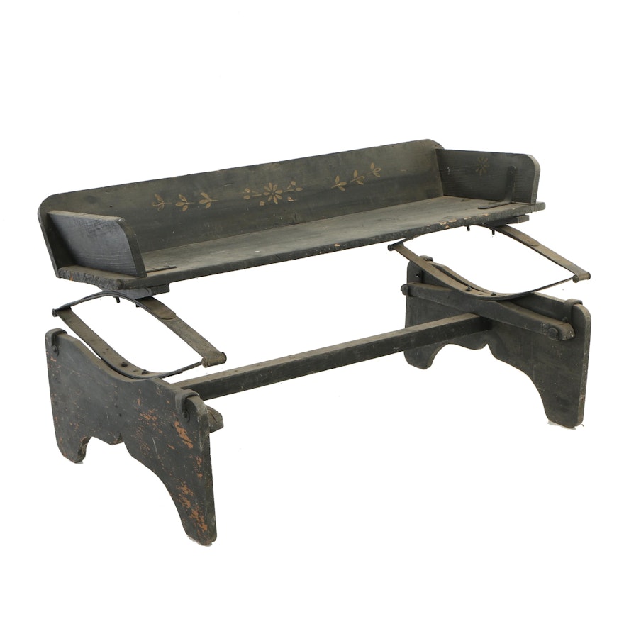 Painted and Stenciled Spring-Mounted Buggy Seat, Second Half 19th Century