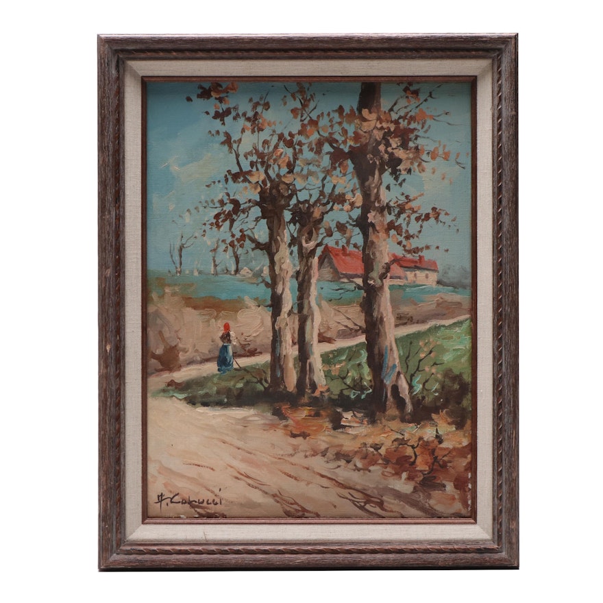 20th Century Oil Painting "Italian Countryside"