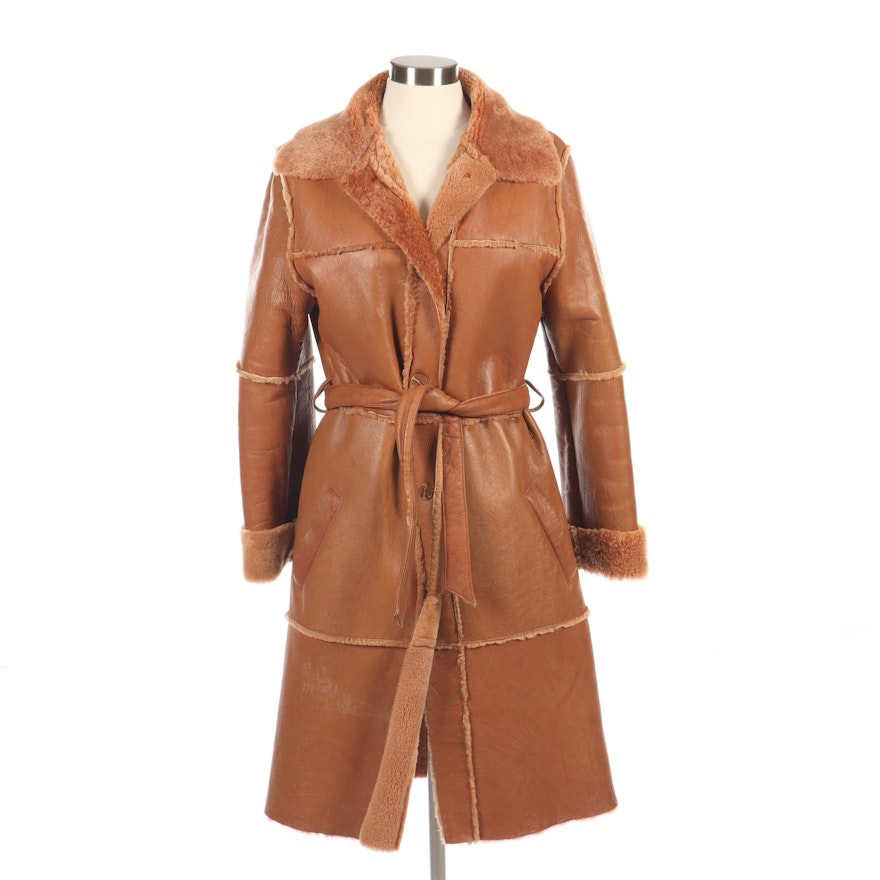 Lili Rose Sheepskin and Shearling Coat with Tie Belt