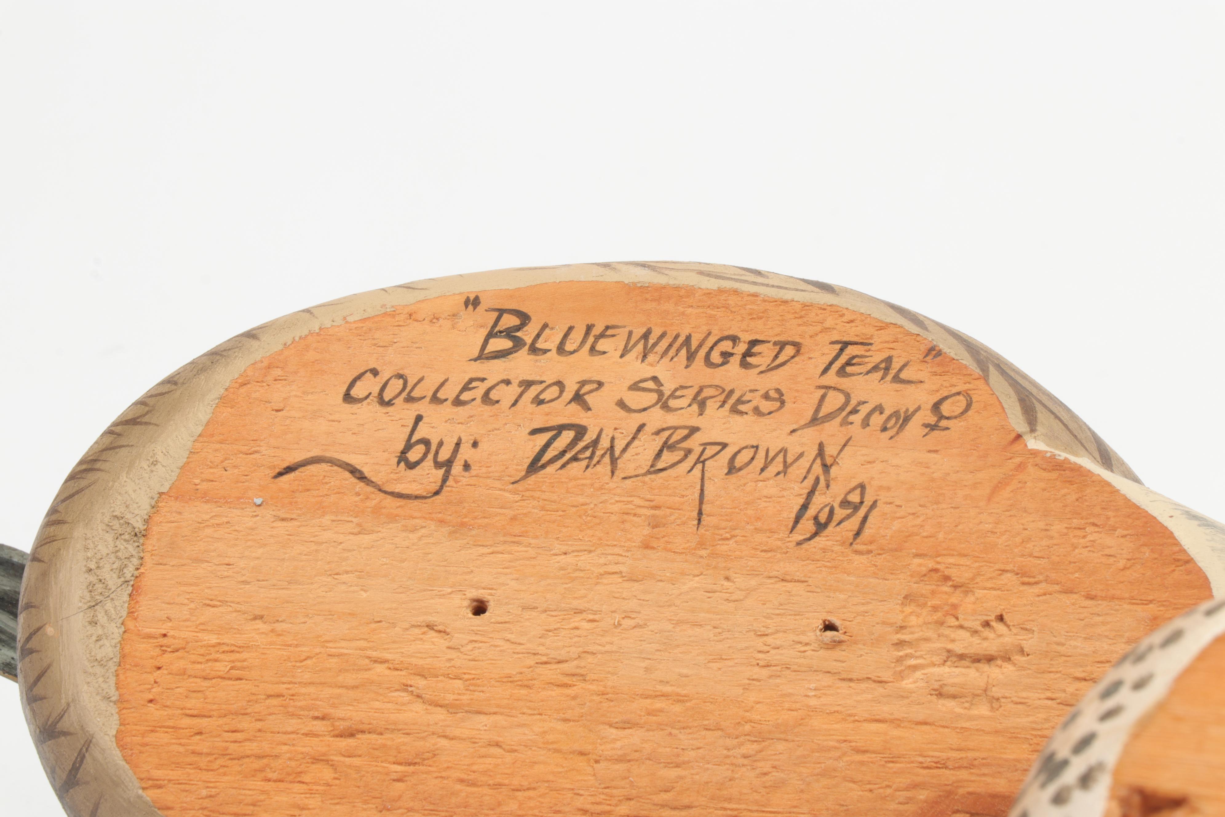Pair of "Bluewinged Teal" Wooden Duck Decoys by Dan Brown, 1991