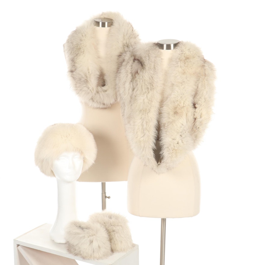 Arctic Fox Fur Hat and Accessories, Vintage