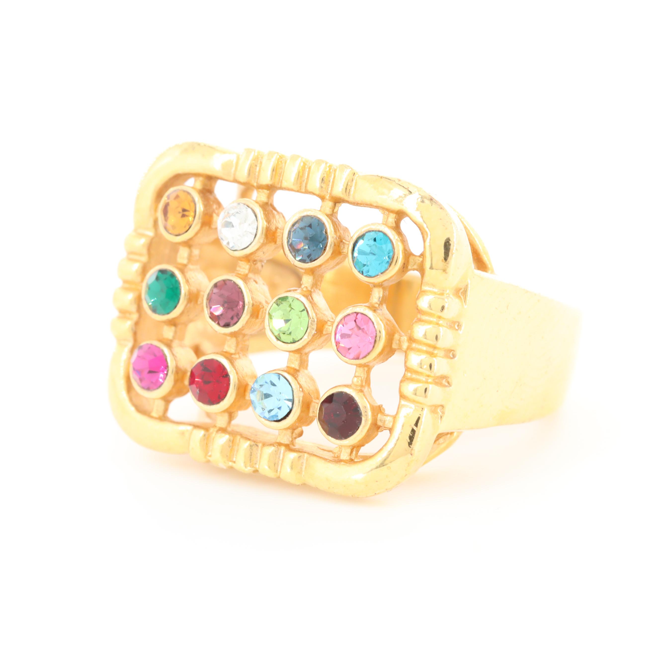 Gold Tone Imitation Gemstone Ring