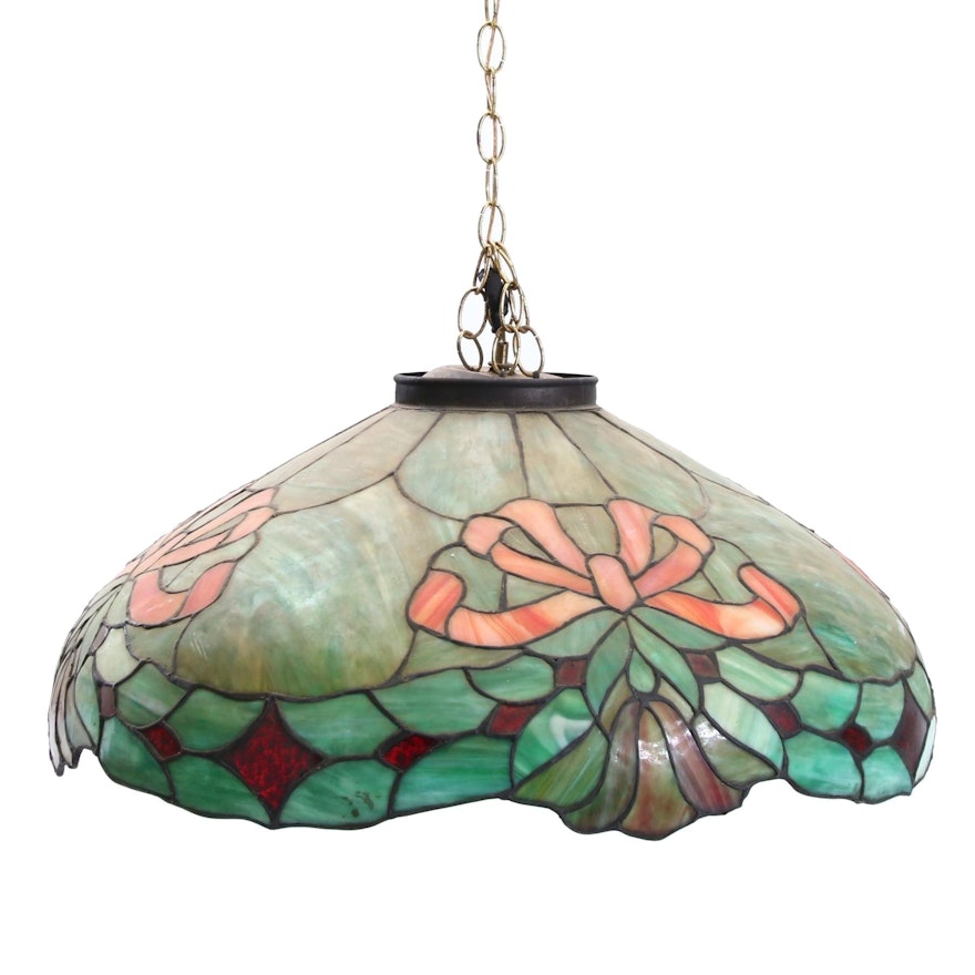 Slag Glass Hanging Pendant Light, Mid to Late 20th Century