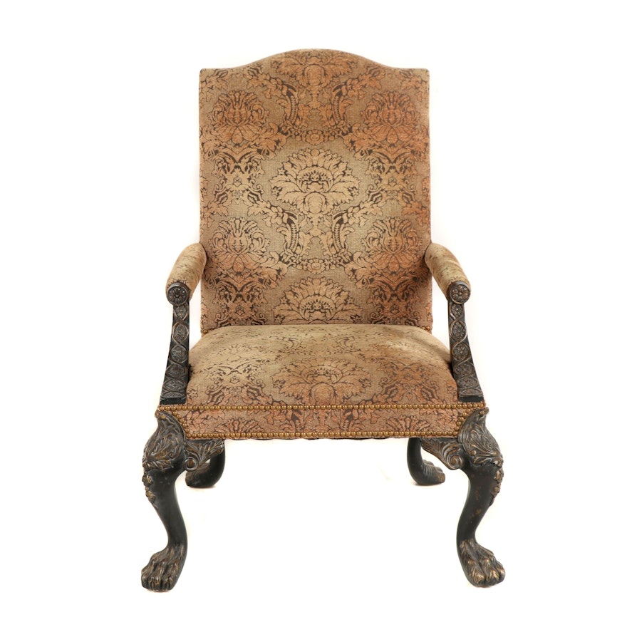 Contemporary George II Style Custom-Upholstered Library Armchair