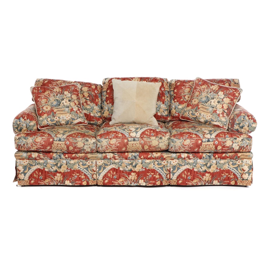 Contemporary Baker "Crown & Tulip Collection" Floral Upholstered Sofa