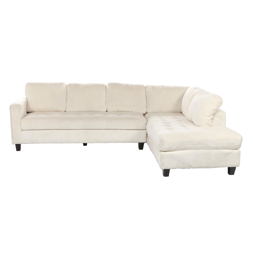 Contemporary Cream Upholstered Sectional Sofa