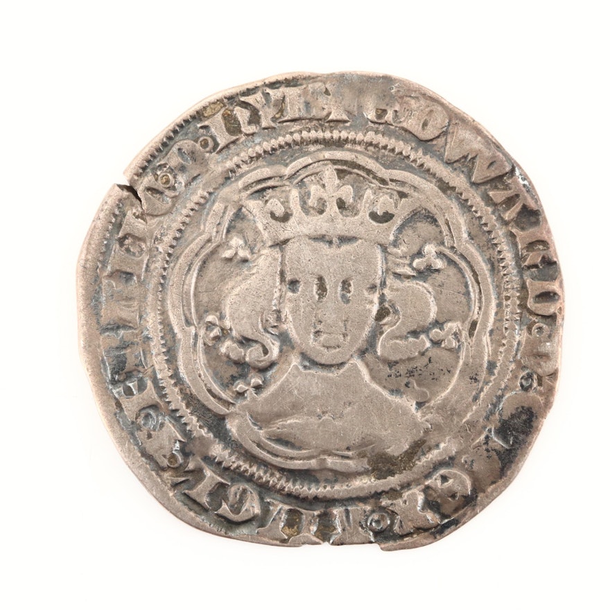 English Hammered King Edward III AR Groat, London Mint, ca. 1354