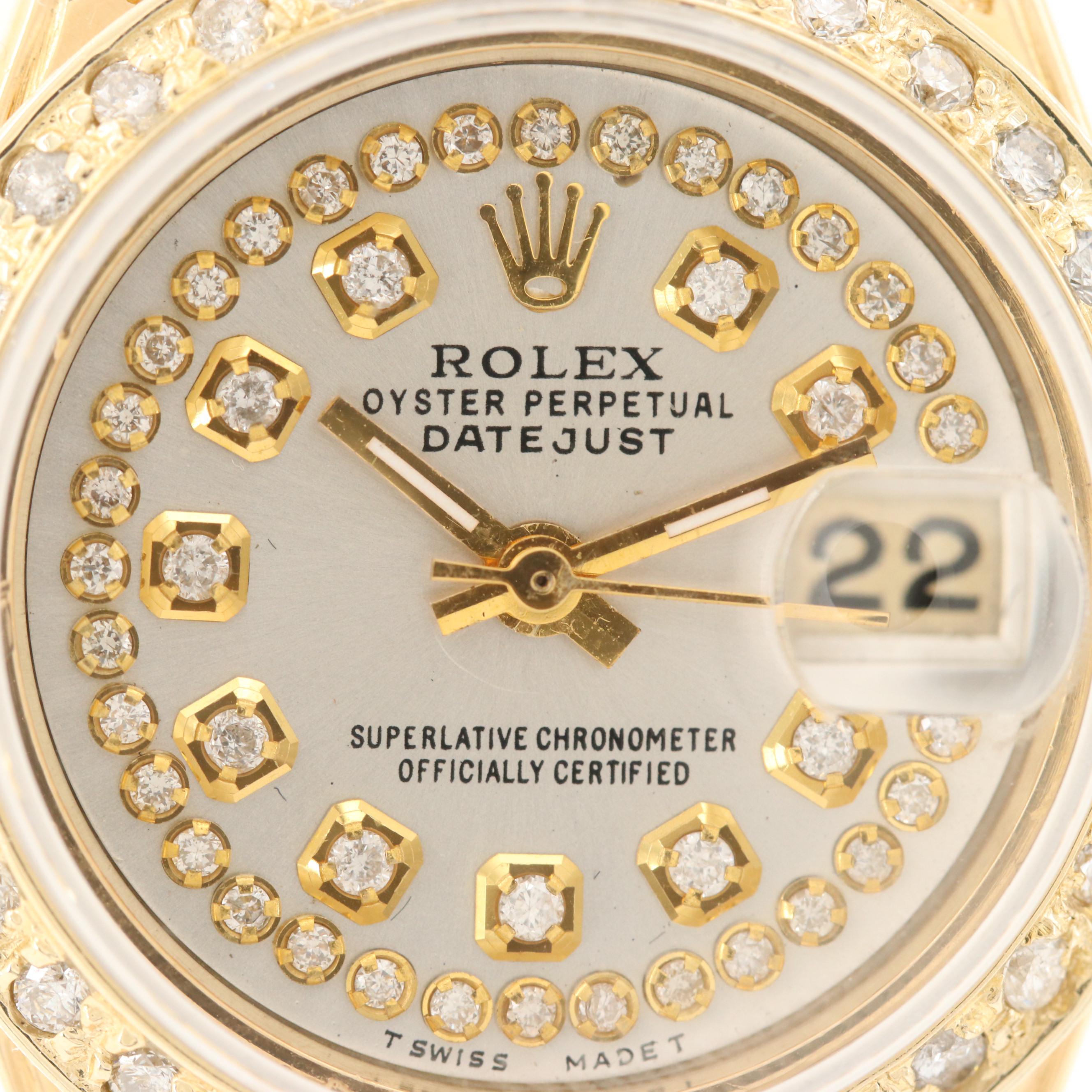 Rolex Datejust 18K Yellow Gold and 1.31 CTW Diamond Watch