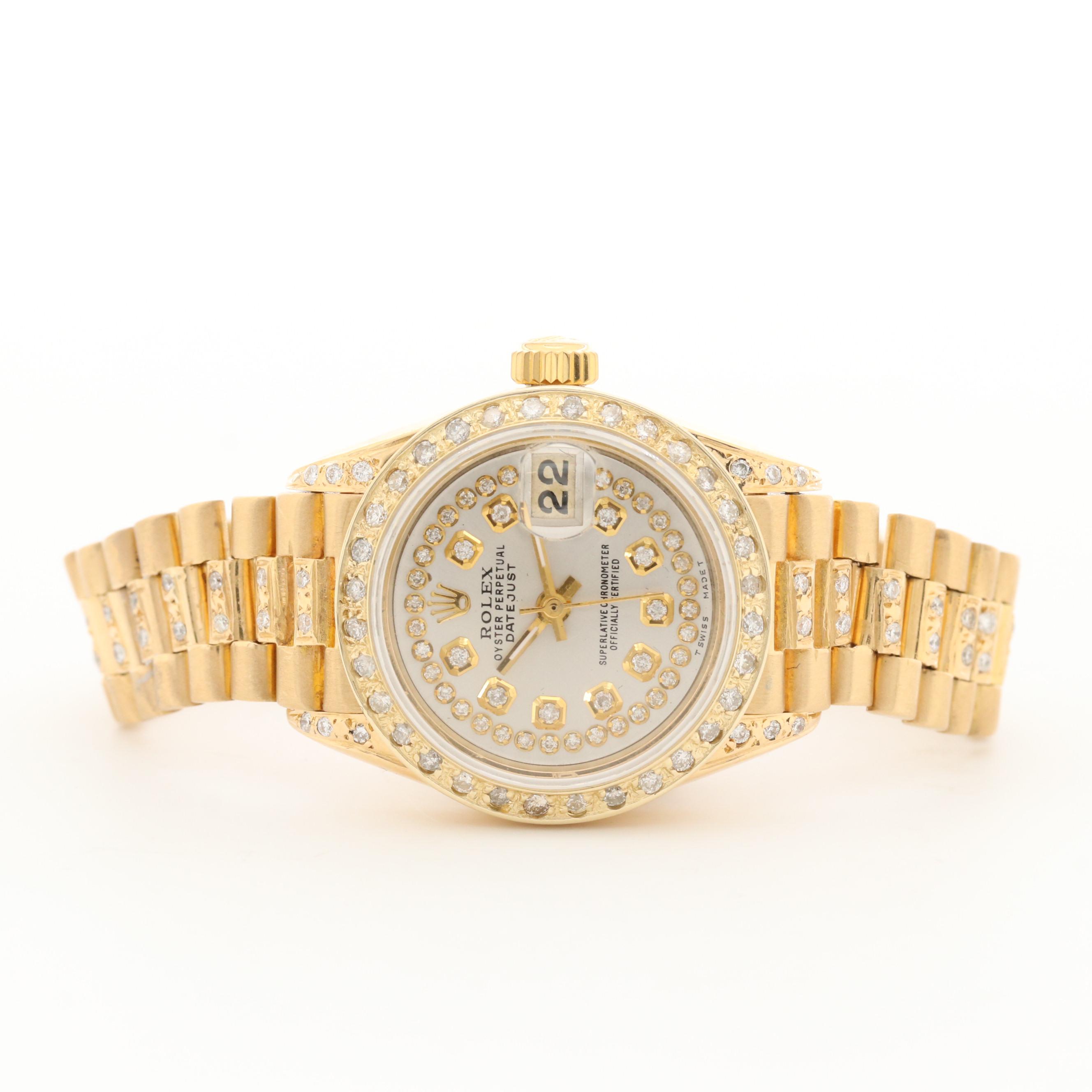 Rolex Datejust 18K Yellow Gold and 1.31 CTW Diamond Watch