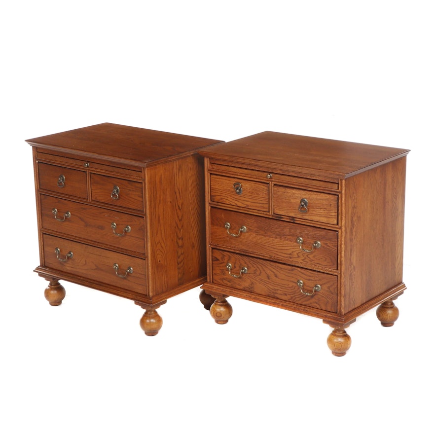 Pair of Lexington Oak Finished Commode Nightstands, Contemporary