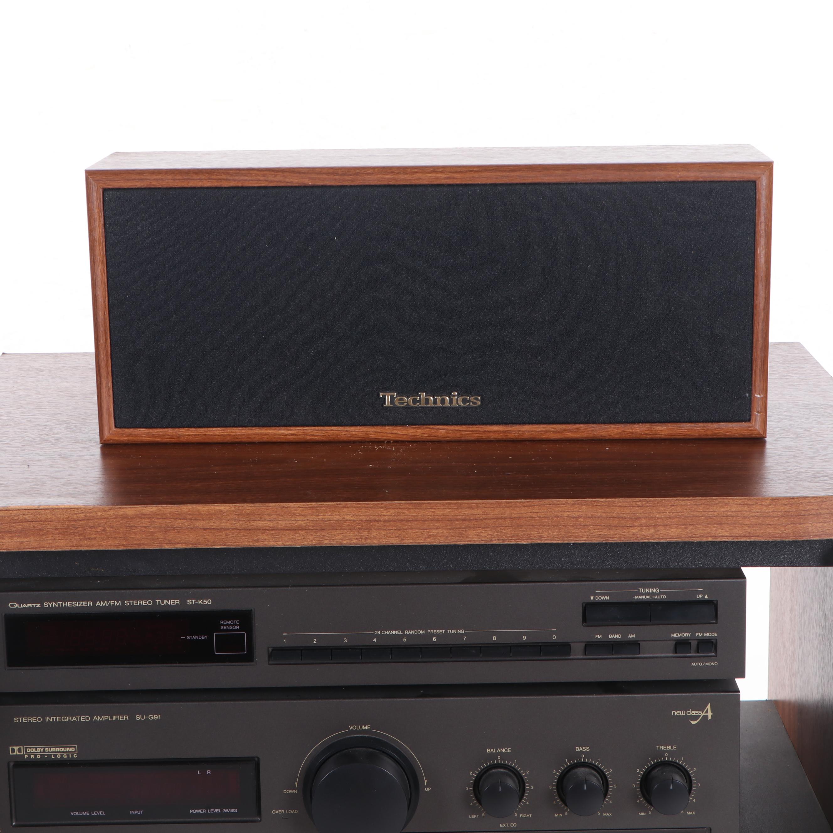 Technics Stereo and Speaker System with Cherry Cabinet and Housing