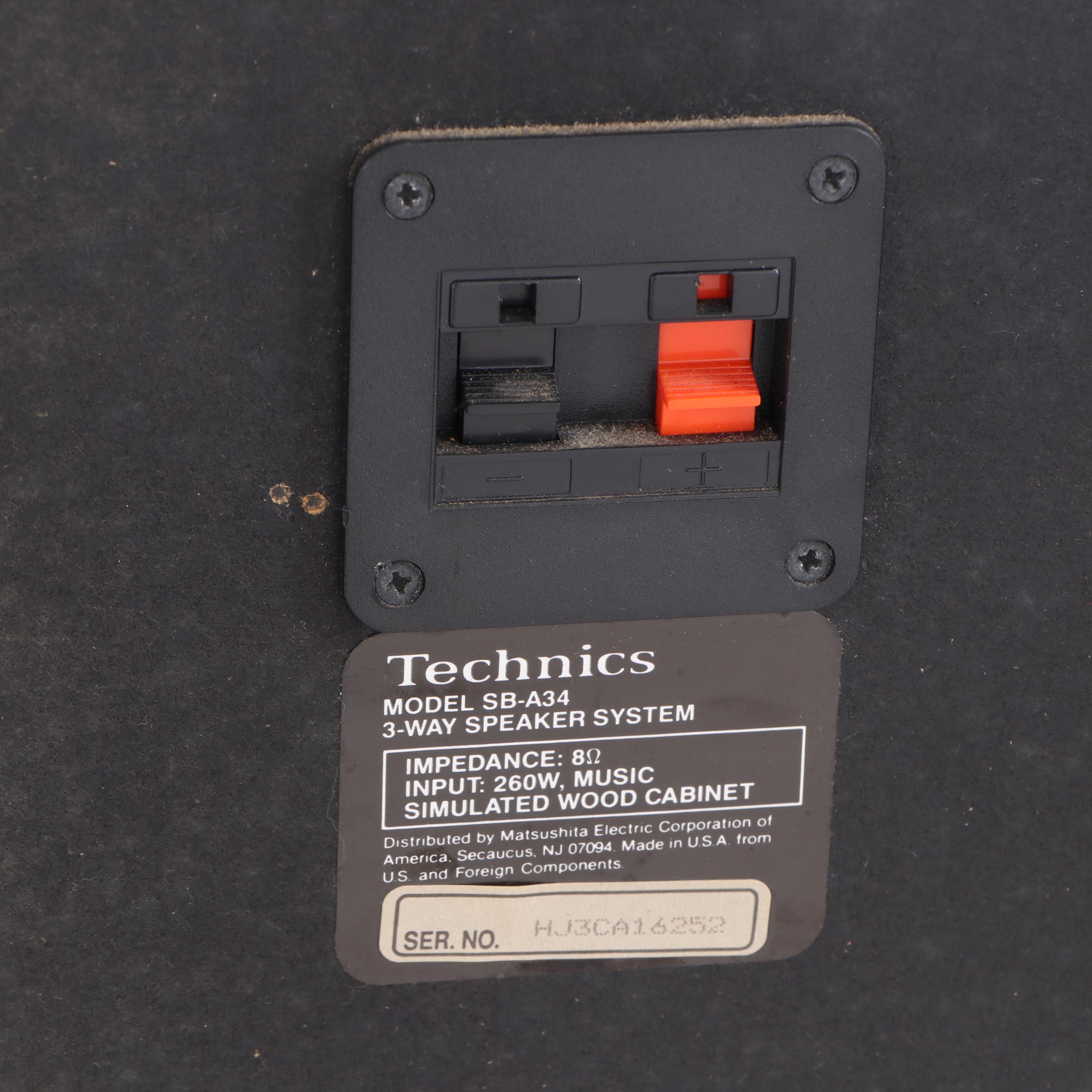 Technics Stereo and Speaker System with Cherry Cabinet and Housing