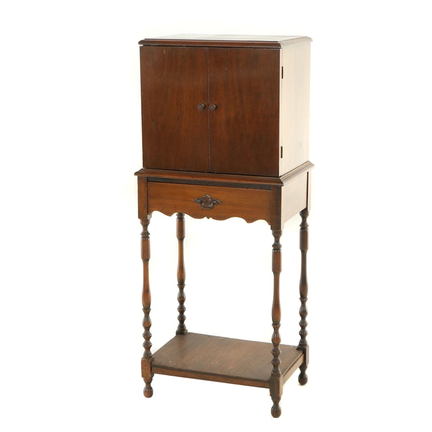 Federal Style Walnut-Stained Cabinet-on-Stand, 20th Century