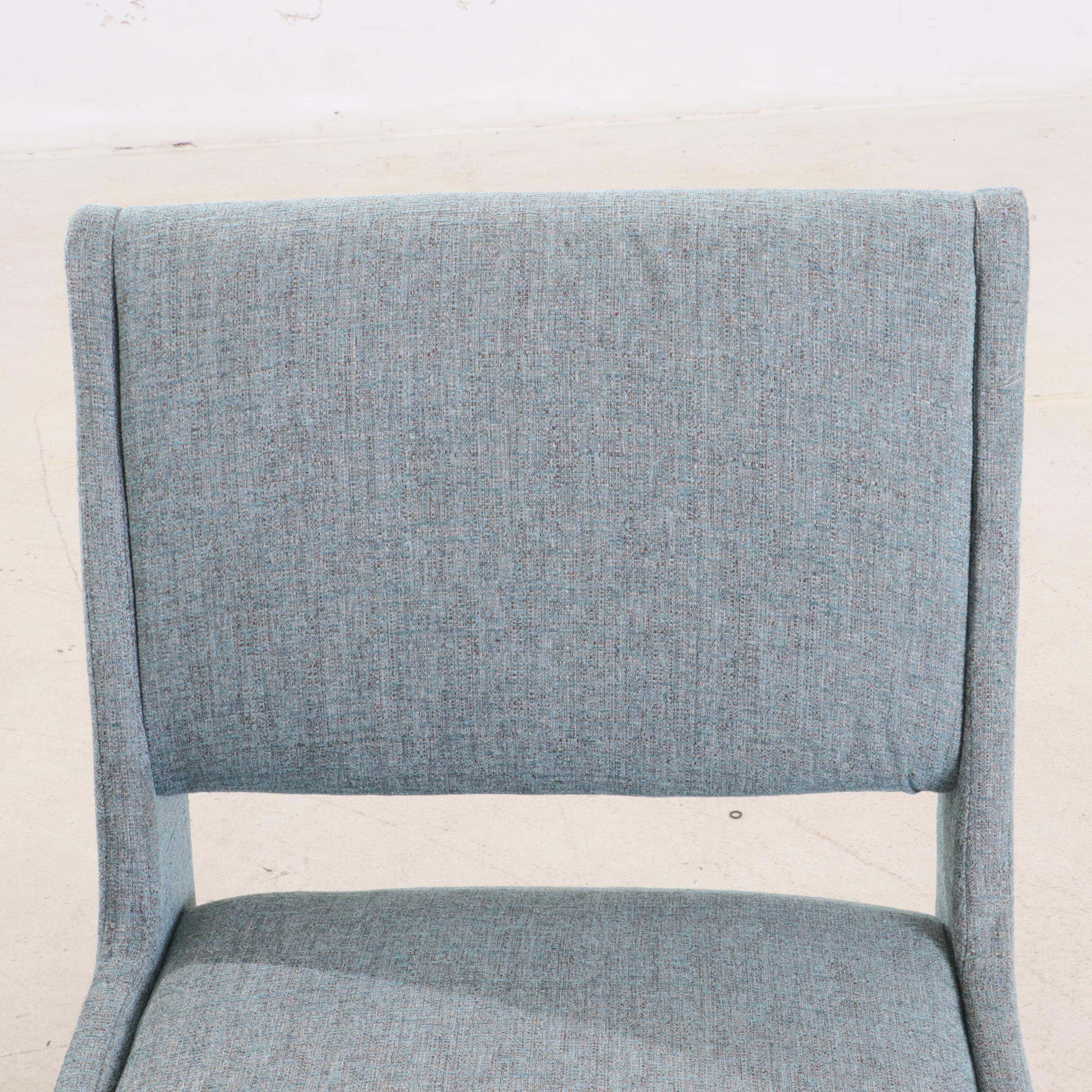 Pair of Contemporary Upholstered Modern Style Wooden Dining Chairs