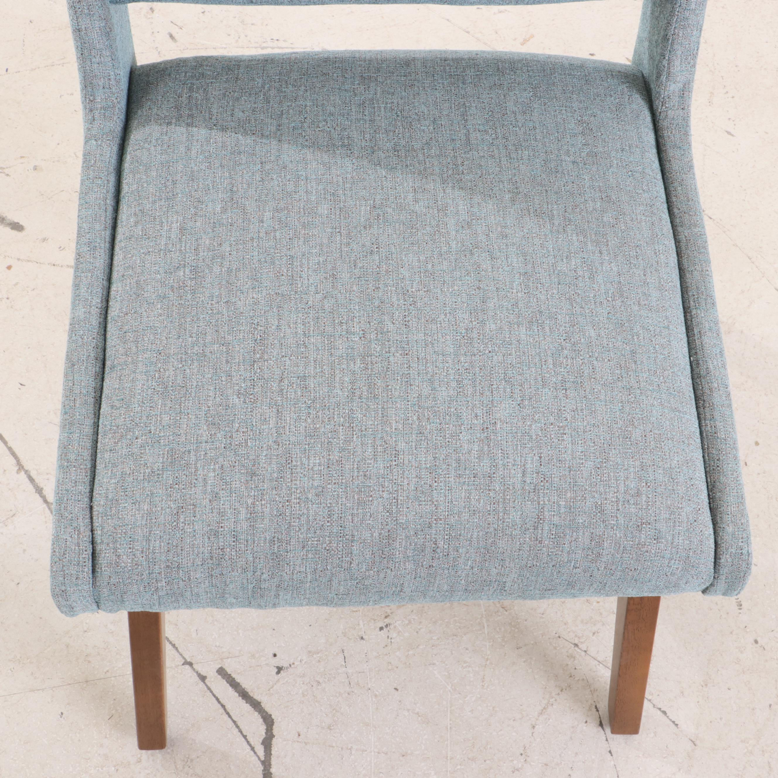 Pair of Contemporary Upholstered Modern Style Wooden Dining Chairs