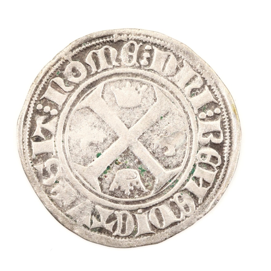 Hammered French 1-Blanc Silver Coin of Charles VI, ca. 1390