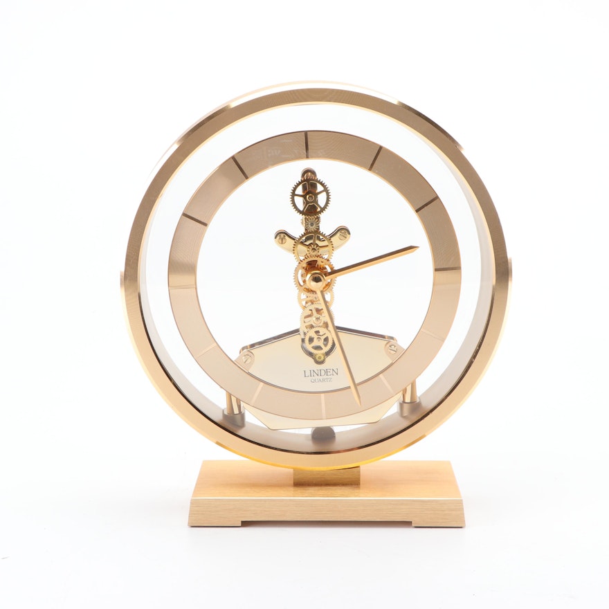 Linden Brass Quartz Skeleton Clock